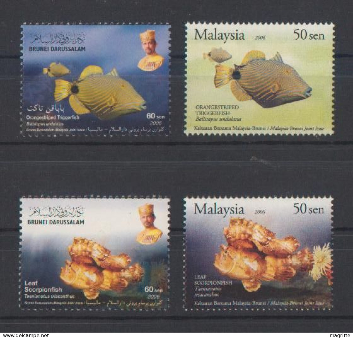 Brunei Malaisie 2007 Emission Commune Vie Marine Brunei Malaysia Joint Issue Marine Life - Peces