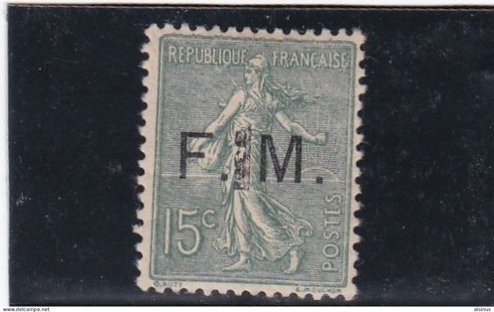 FRANCE - TYPE SEMEUSE  - FM - N° 3 - 15 C VERT-OLIVE - VARIETE - MOTIFS ENTRE F & M - NEUF TRACE DE CHARNIERE - Militaire Zegels