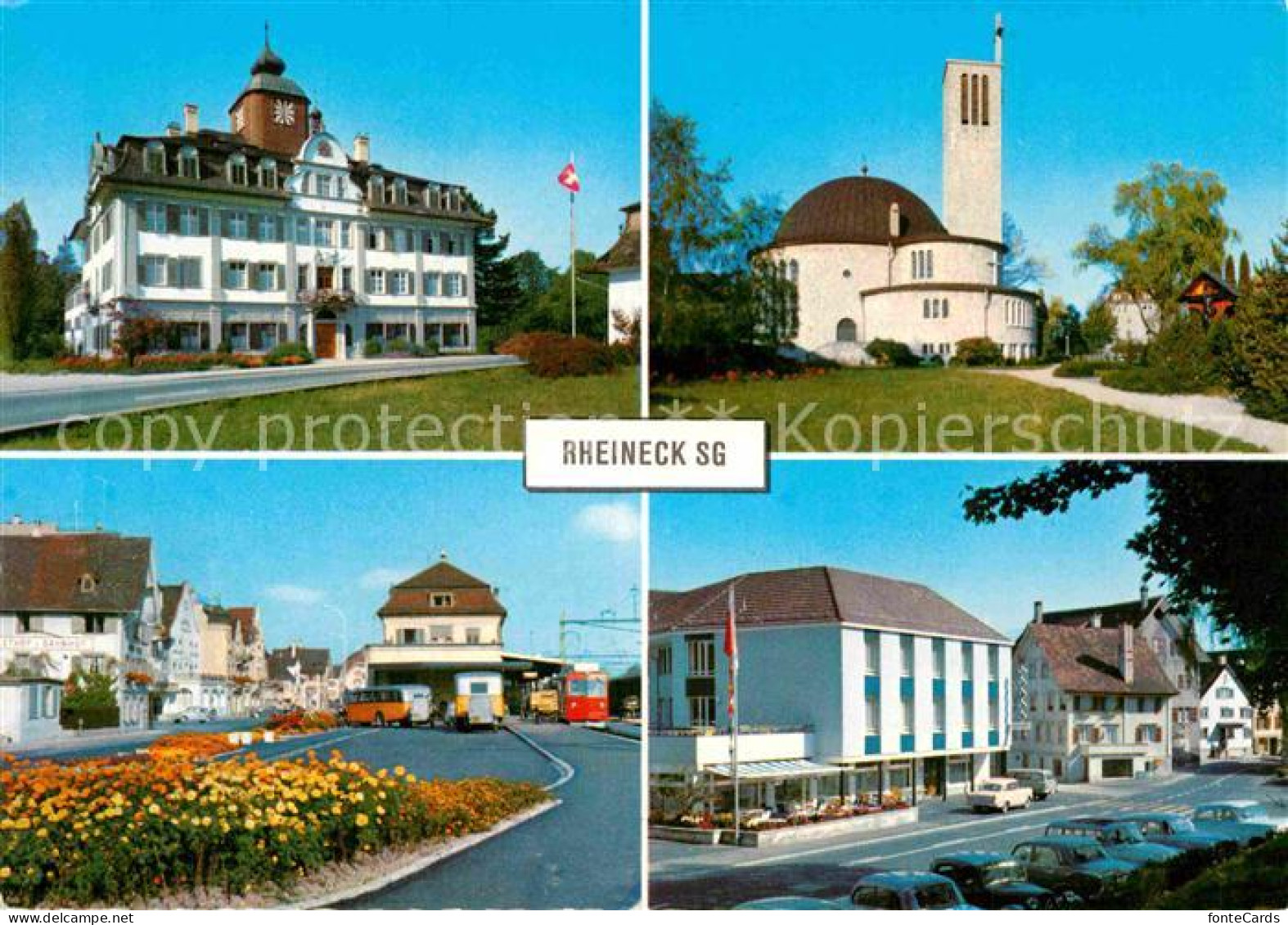 12878881 Rheineck SG Hotel Loewenhof Kath Kirche Bahnhofsplatz Hotel Hecht Rhein - Other & Unclassified