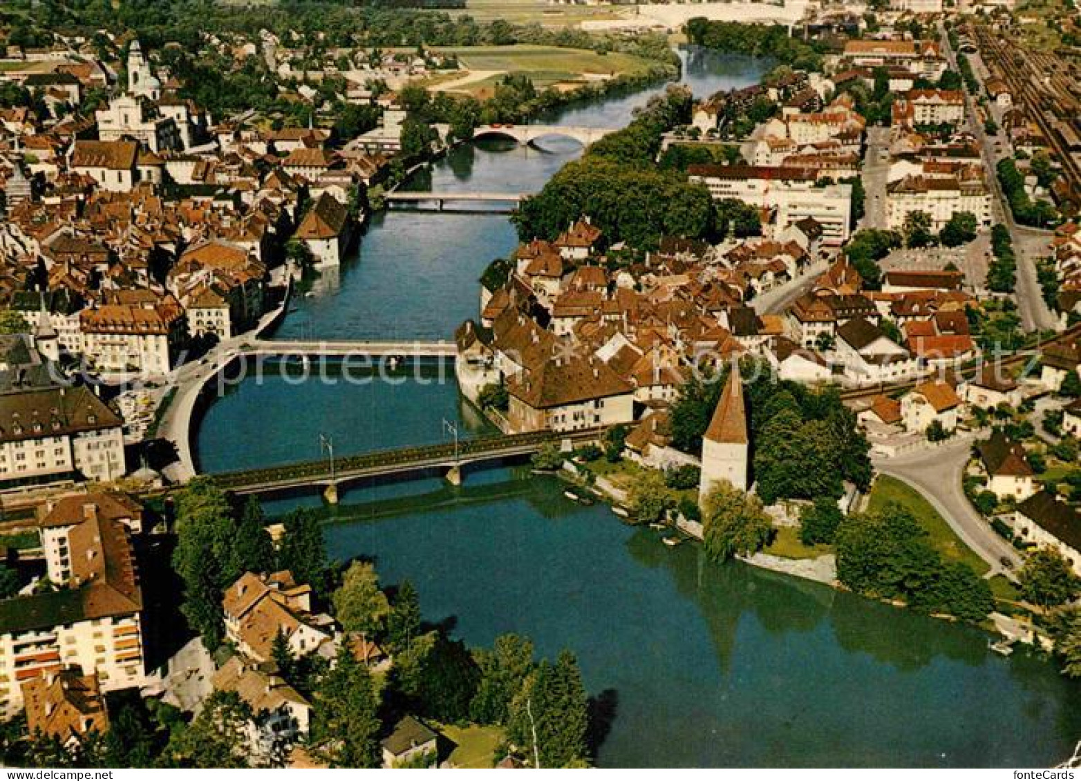 12878684 Solothurn Aare Bruecken Fliegeraufnahme Solothurn - Altri & Non Classificati