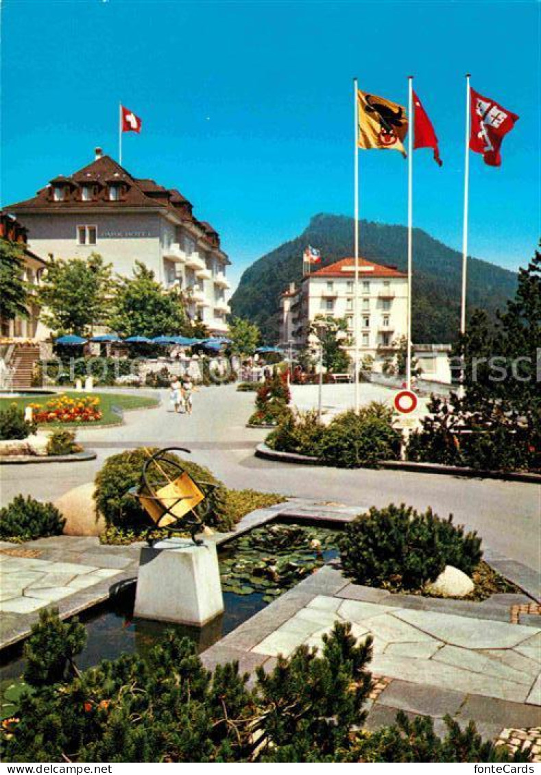 12878642 Buergenstock Vierwaldstaettersee Parkhotel Palace Hotel Fahnen Buergens - Otros & Sin Clasificación