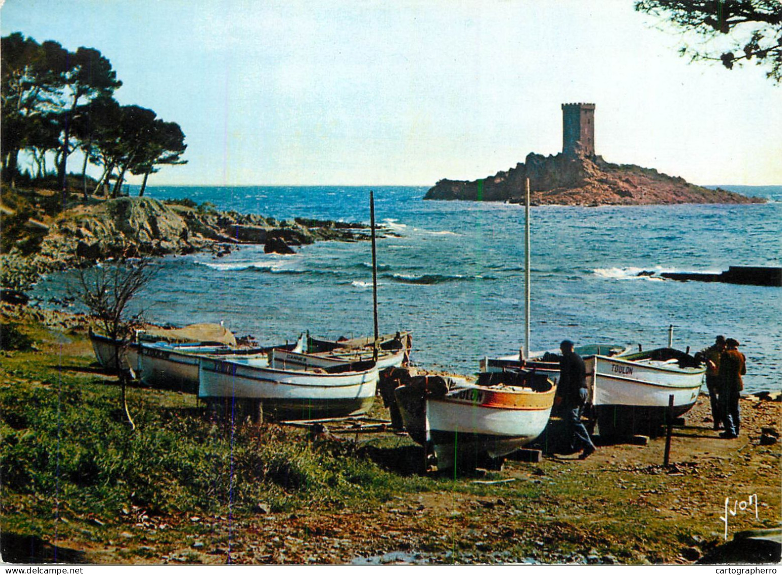 Navigation Sailing Vessels & Boats Themed Postcard Corniche De L'Esterel L'Ile D'Or - Zeilboten