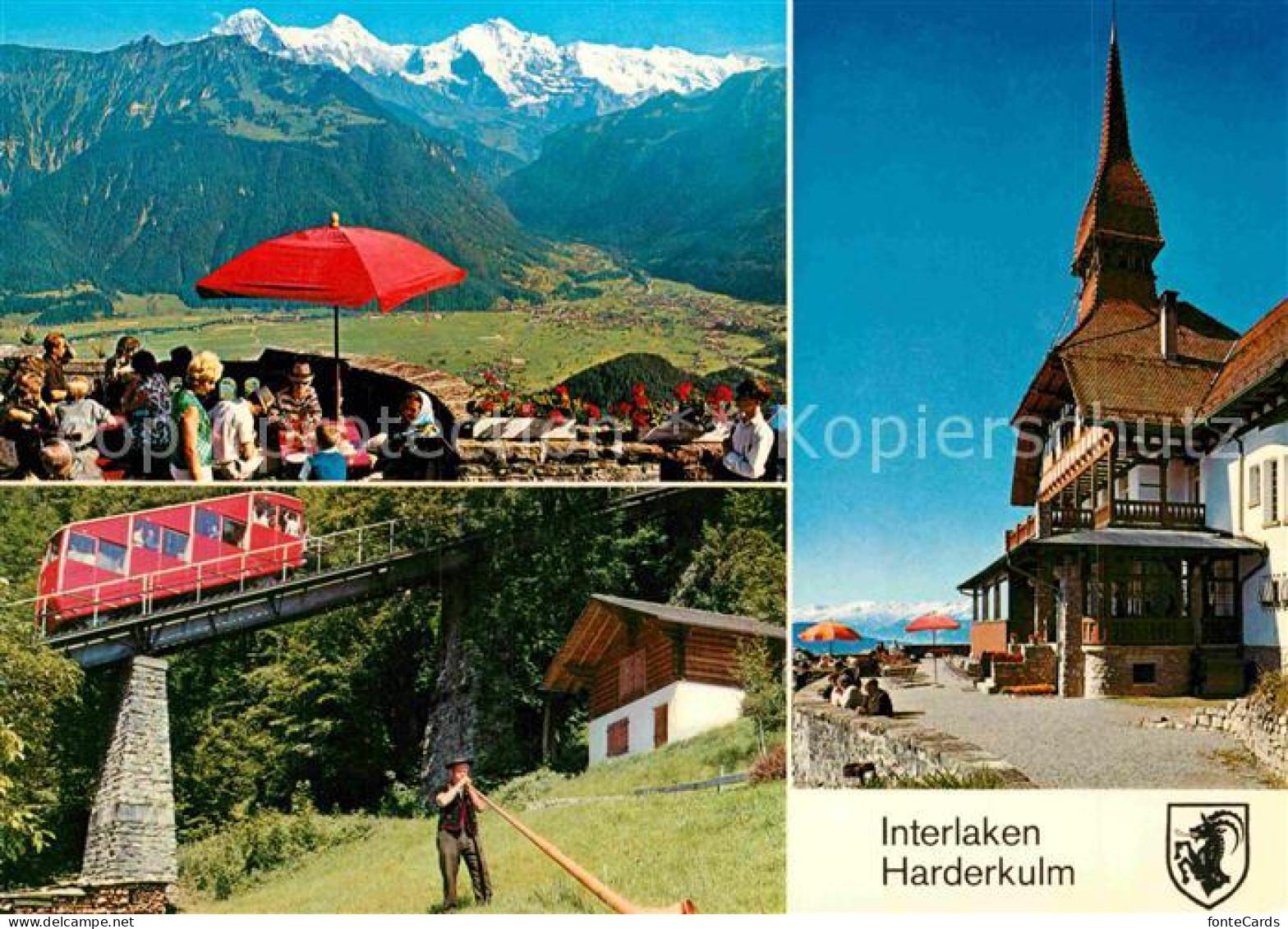 12875511 Interlaken BE Harderkulm Berggaststaette Hornblaeser Alpenpanorama Inte - Altri & Non Classificati