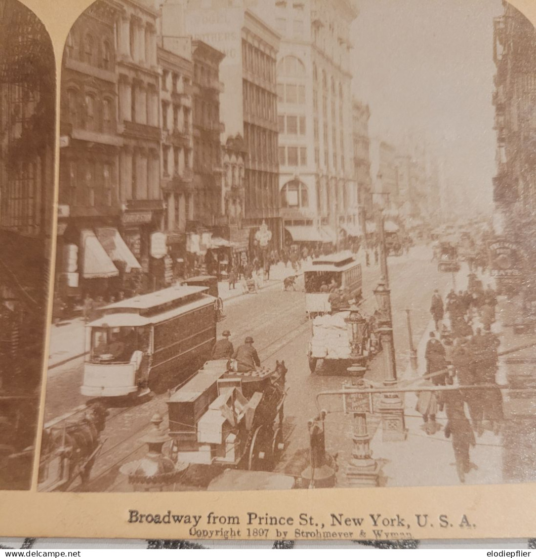 Broadway, Vu De La Rue De Prince, New York, E.U Underwood Stéréo - Stereoscoopen