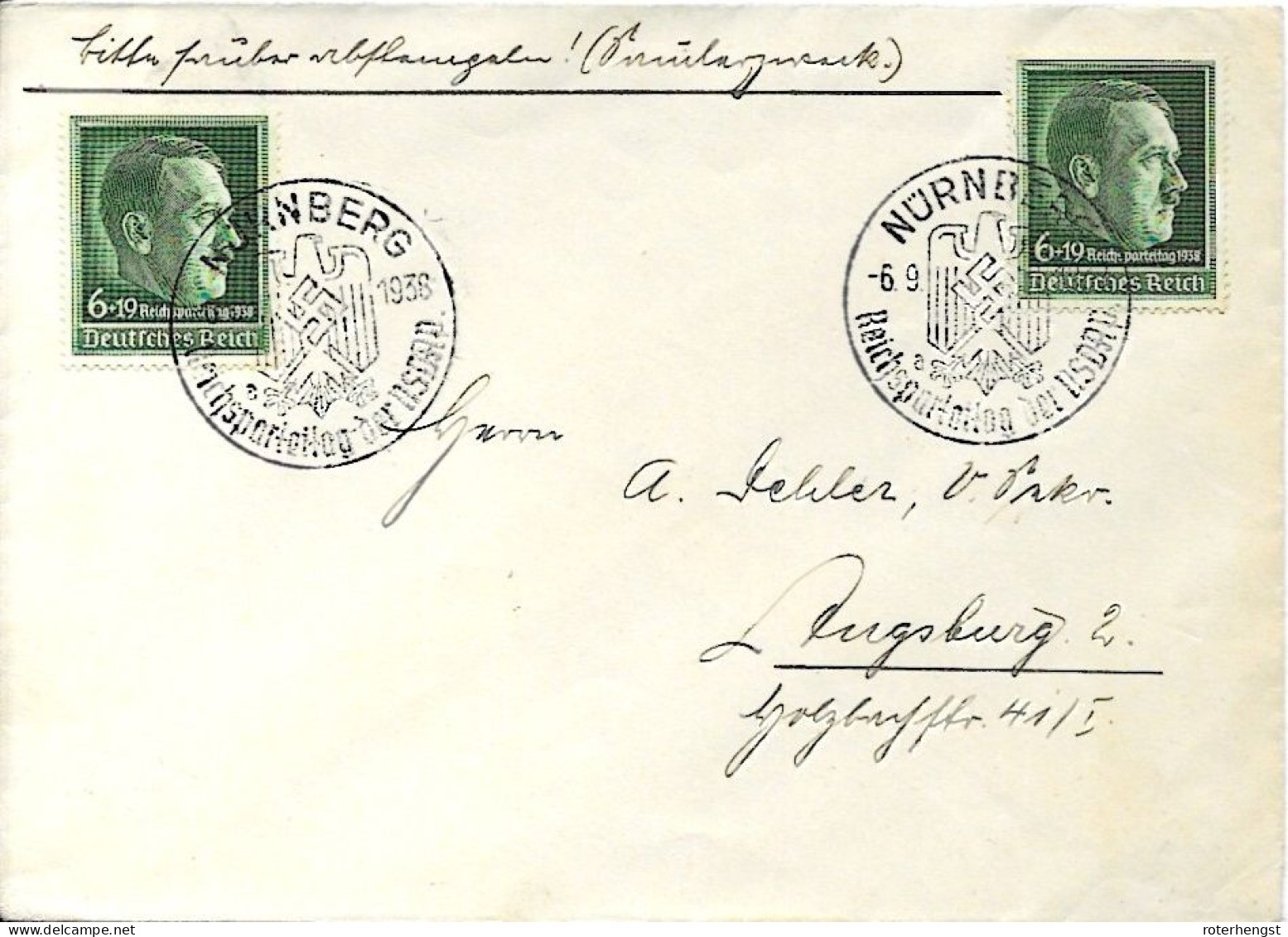 Reichsparteitag 6.9.1938 With Two Good Stamp - Brieven En Documenten