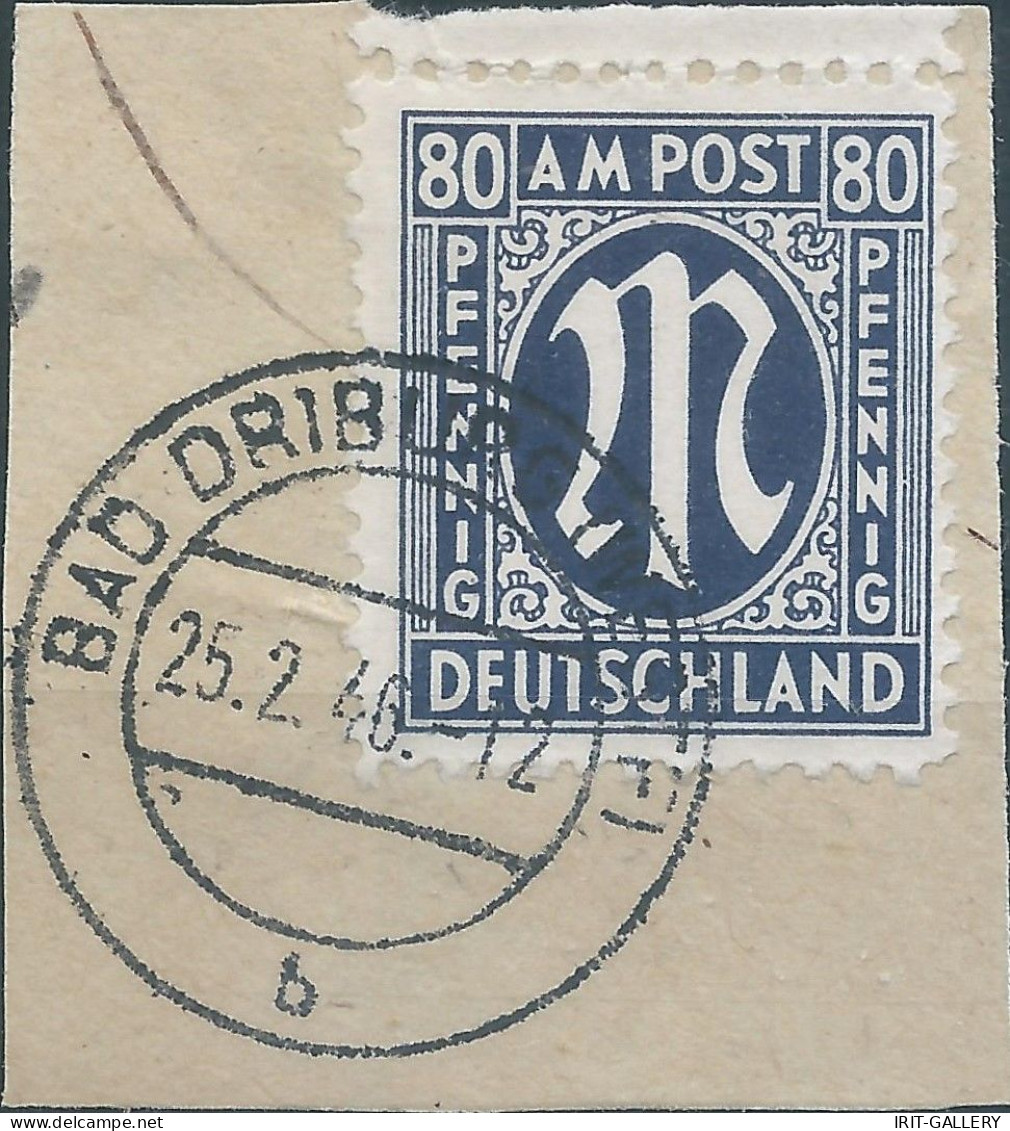 Germany-Deutschland,Anglo-American Zone,1945 Letter "M",80 Pfg, Blackish Violet,Canceled On Scraps Of Paper,Rare ! - Oblitérés