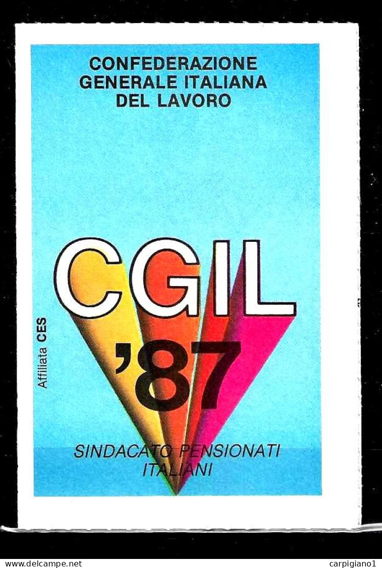 1987 Tessera Sindacato CGIL Confederazione Generale Italiana Del Lavoro - Lidmaatschapskaarten