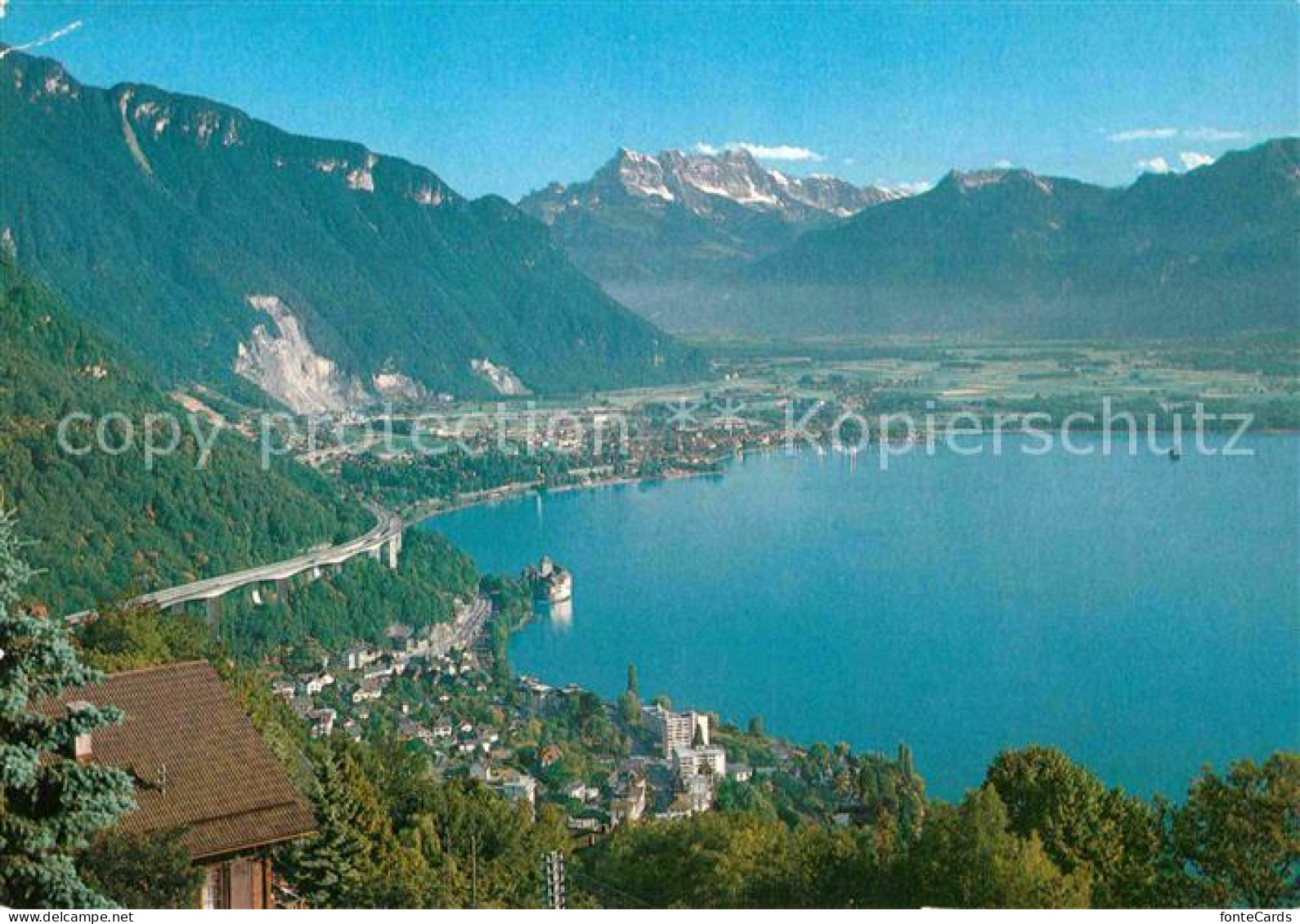 12868438 Lac Leman Genfersee Le Chateau De Chillon Et Les Dents Du Midi Genf - Autres & Non Classés