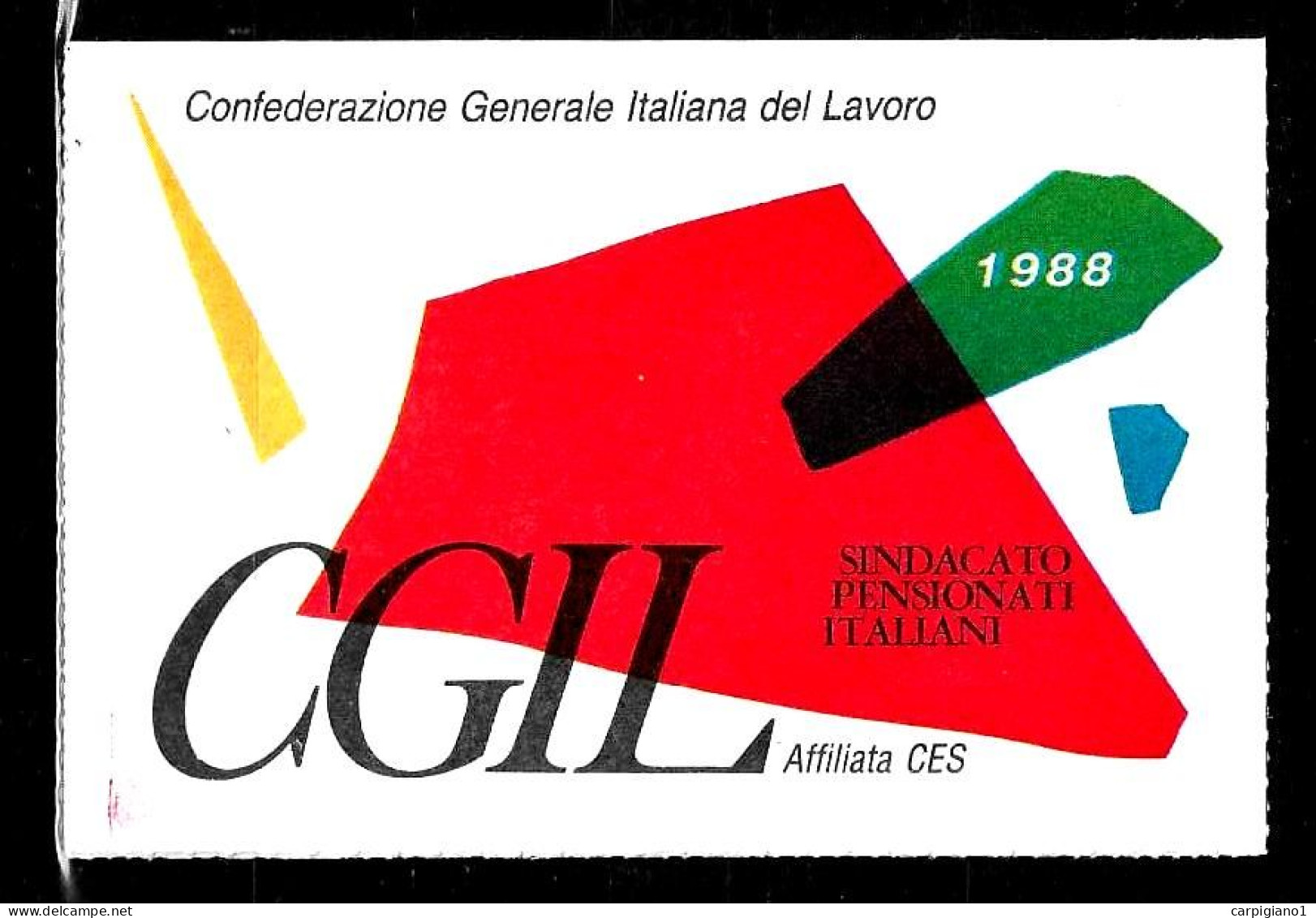 1988 Tessera Sindacato CGIL Confederazione Generale Italiana Del Lavoro - Membership Cards