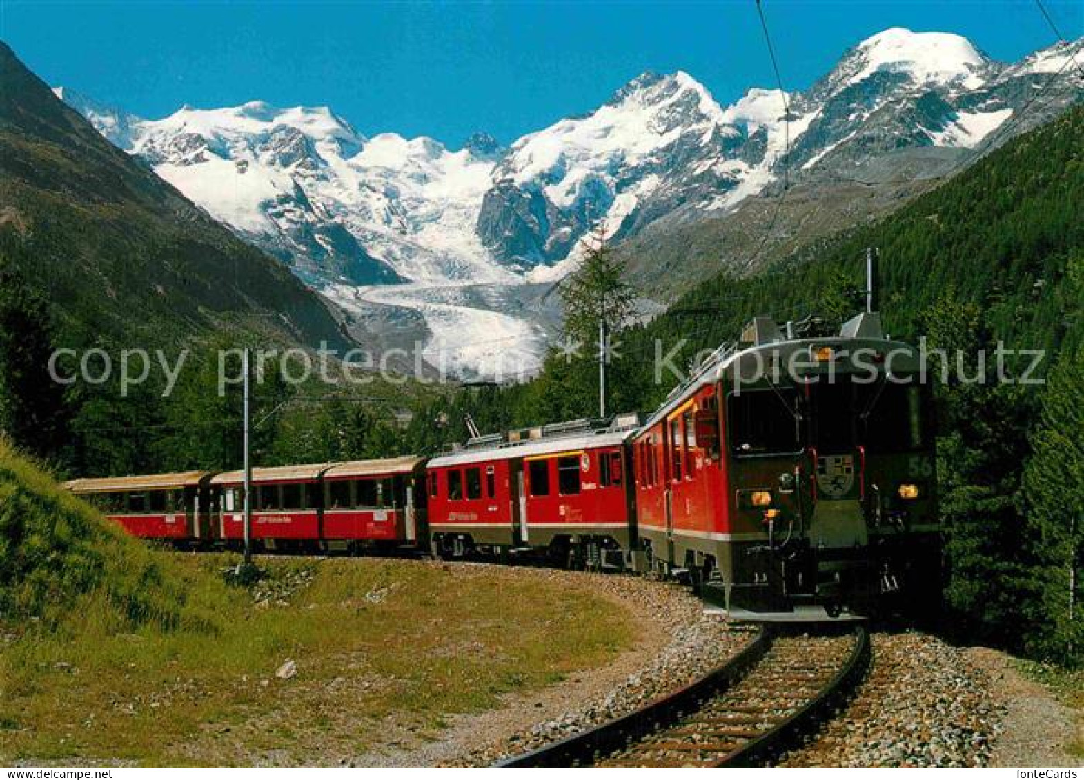12867028 Rhaetische Bahn Bernina-Express Morteratsch Engadin Piz Palue Bellavist - Autres & Non Classés