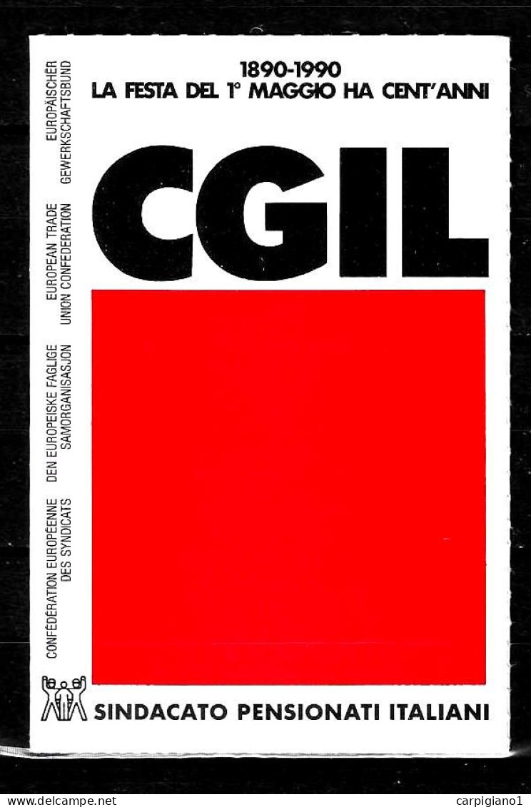 1990 Tessera Sindacato CGIL Confederazione Generale Italiana Del Lavoro - Membership Cards