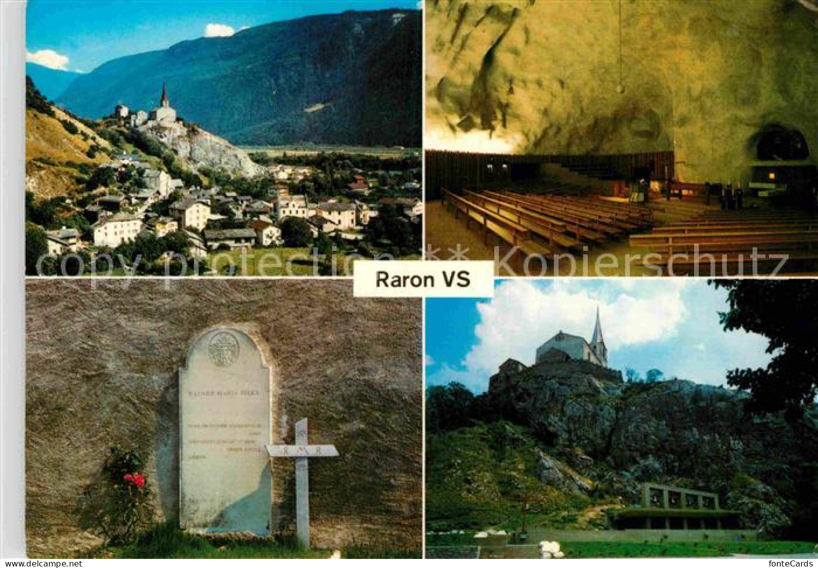 12860323 Raron VS Ortsblick Felsenkirche Rilkegrab Burg Raron VS - Sonstige & Ohne Zuordnung