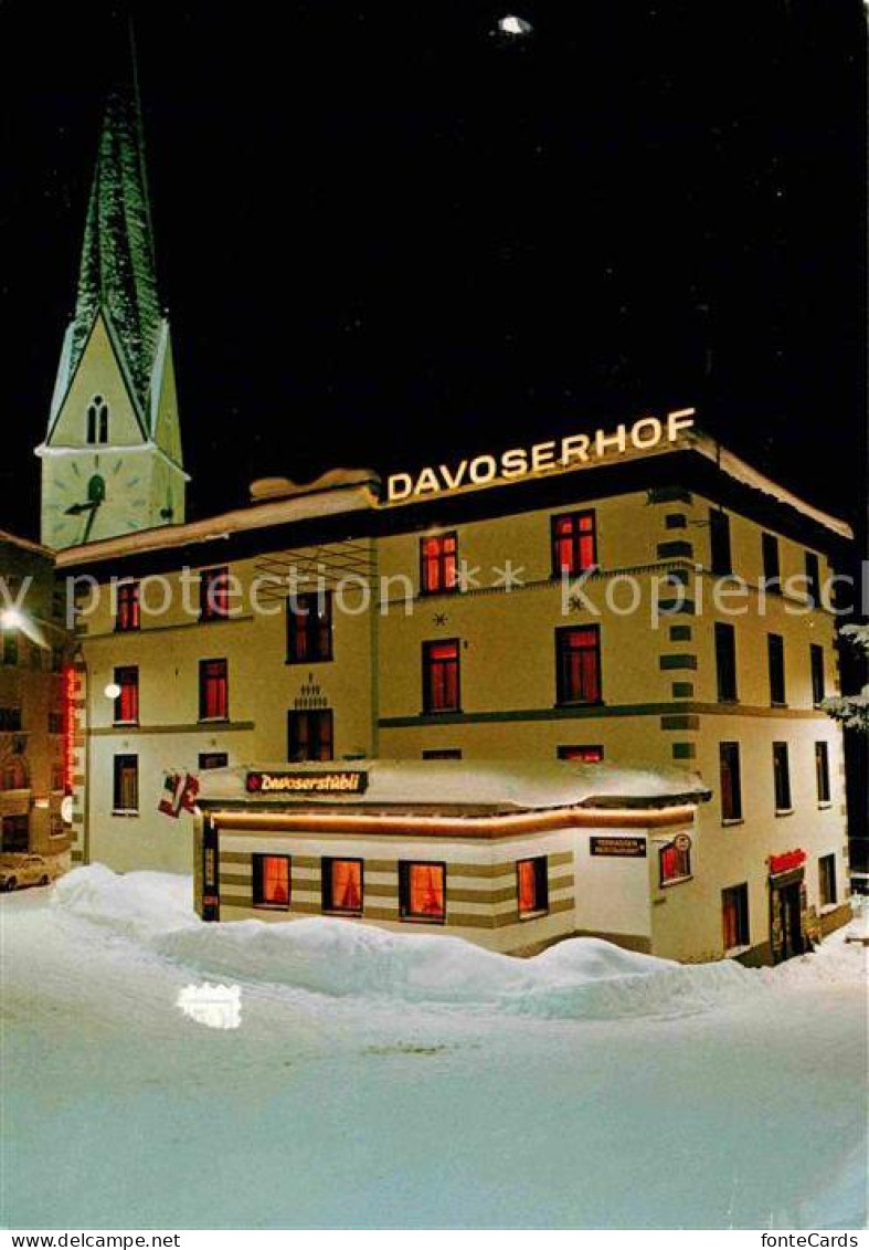 12860100 Davos Platz GR Hotel Davoserhof Im Winter Kirchturm Davos Platz - Autres & Non Classés