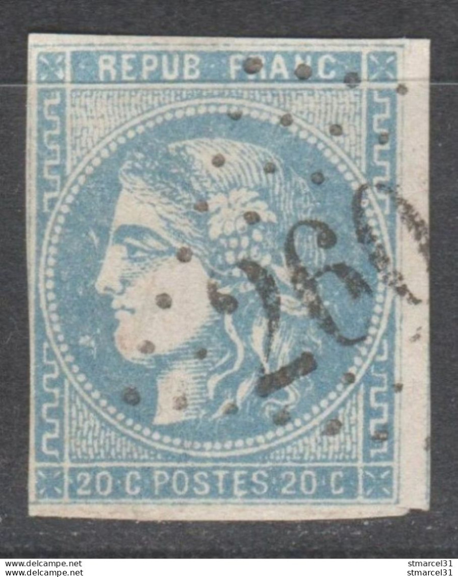 AU 1er SERVI NUANCE Toute Limite BLEU OUTREMER  Sur CASE 2 Du N°46A BE - 1870 Ausgabe Bordeaux