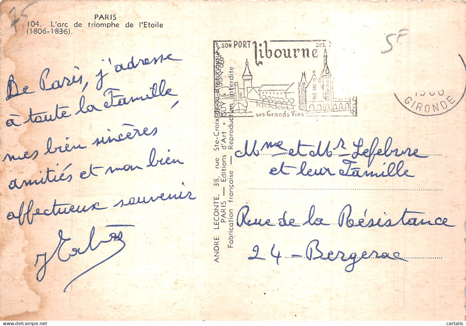 75-PARIS ARC DE TRIOMPHE-N° 4420-C/0303 - Autres & Non Classés