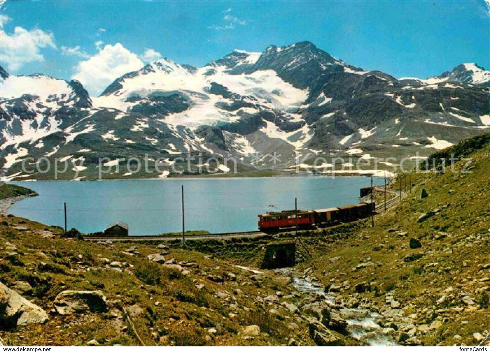 12856634 Berninabahn Cambrenagletscher Lago Bianco  Eisenbahn - Autres & Non Classés