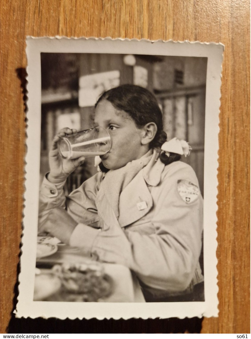 19016 A.  Fotografia D'epoca Bambina Su Giubbotto Parsenn Davos Aa "50 - 9x6,5 - Personnes Anonymes