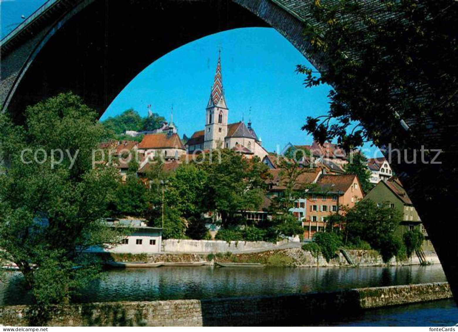 12856093 Baden AG Durchblick Unter Der Bruecke Altstadt Kirche Baden - Other & Unclassified