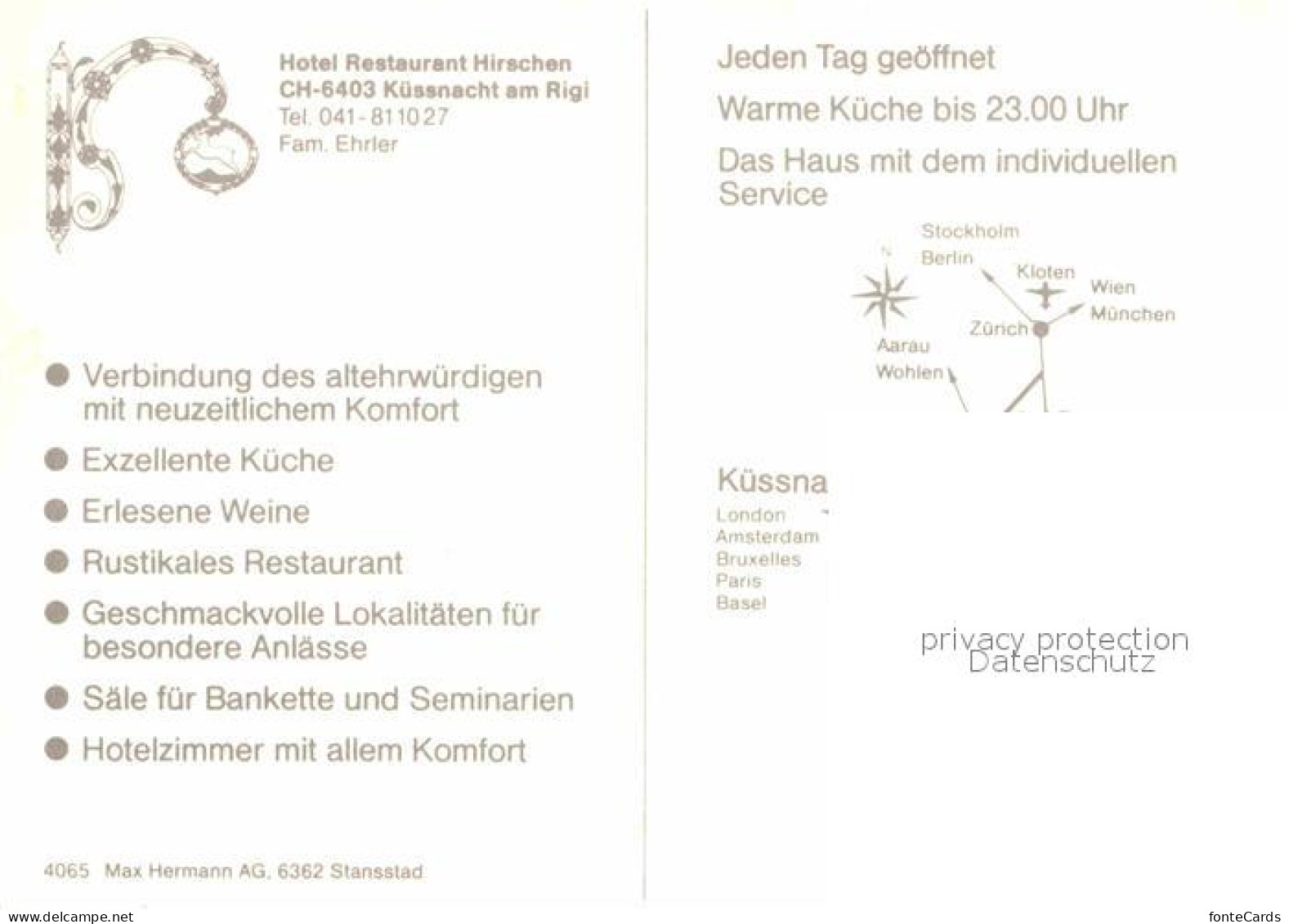 12855440 Kuessnacht Hotel-Restaurant Hirschen  Kuessnacht - Autres & Non Classés