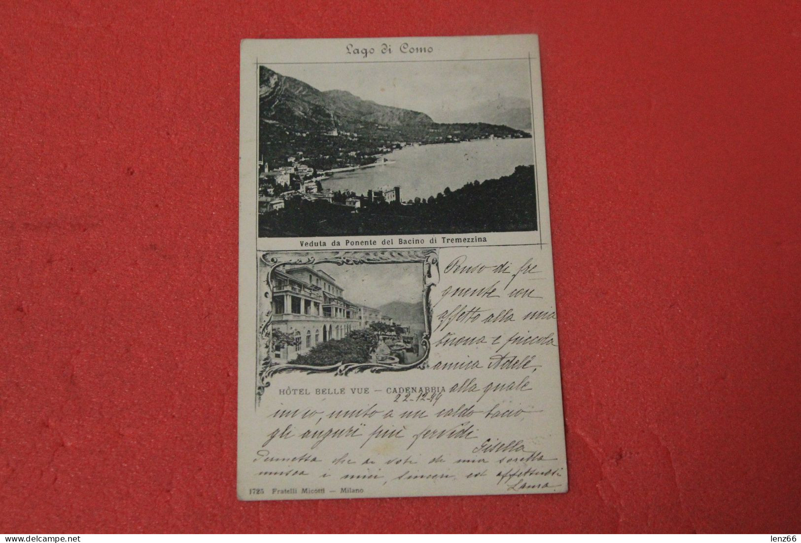 Como Cadenabbia E Tremezzina Con Hotel Belle Vue 1899 Molto Bella Ed. Micotti - Como