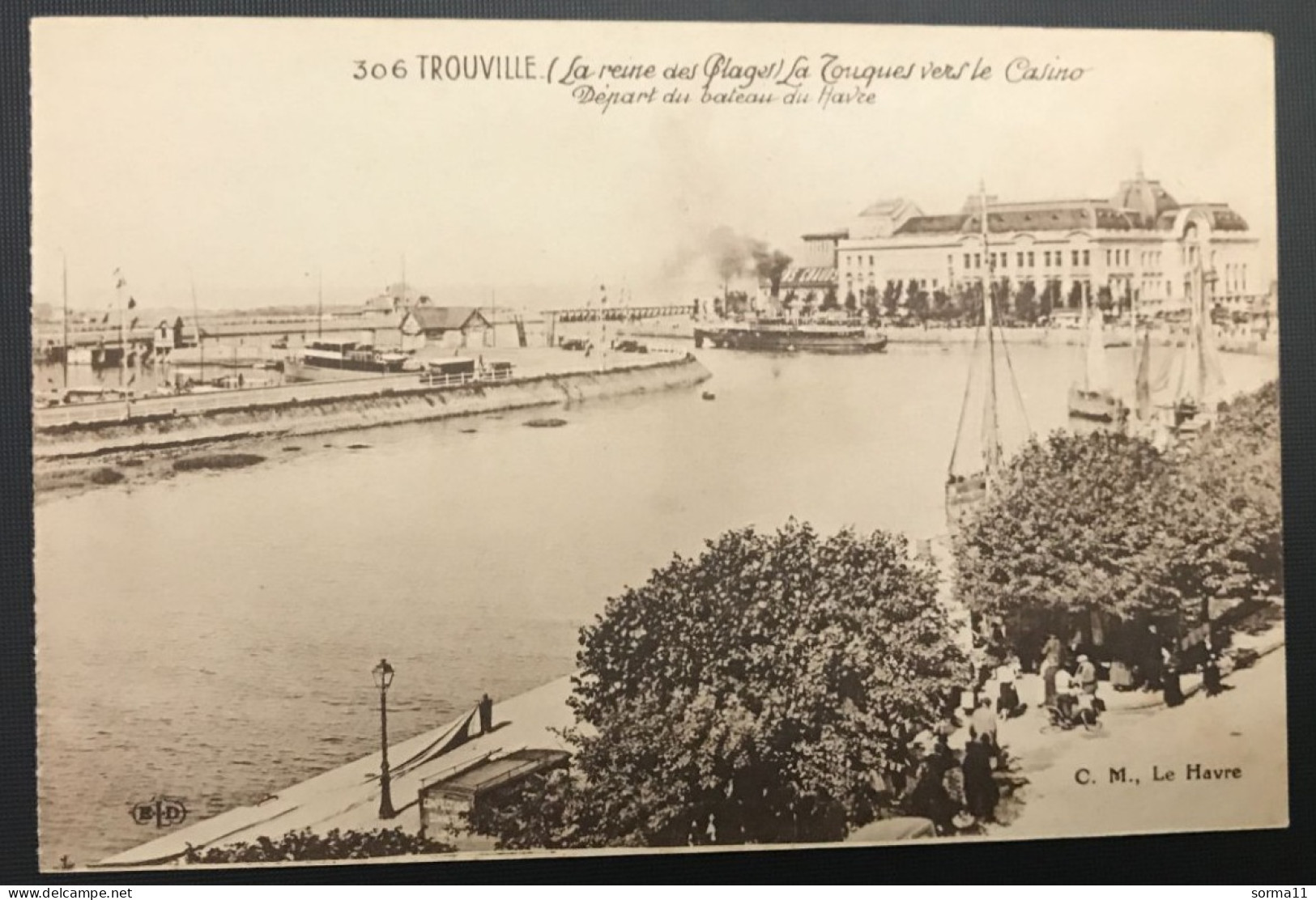 CPA TROUVILLE 14 La Touques Vers Le Casino, Départ Du Bateau Du Havre - Trouville