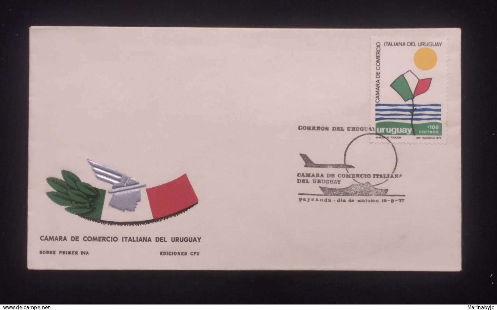 D)1973, URUGUAY, FIRST DAY COVER, ISSUE, ITALIAN CHAMBER OF COMMERCE OF URUGUAY, FDC - Uruguay