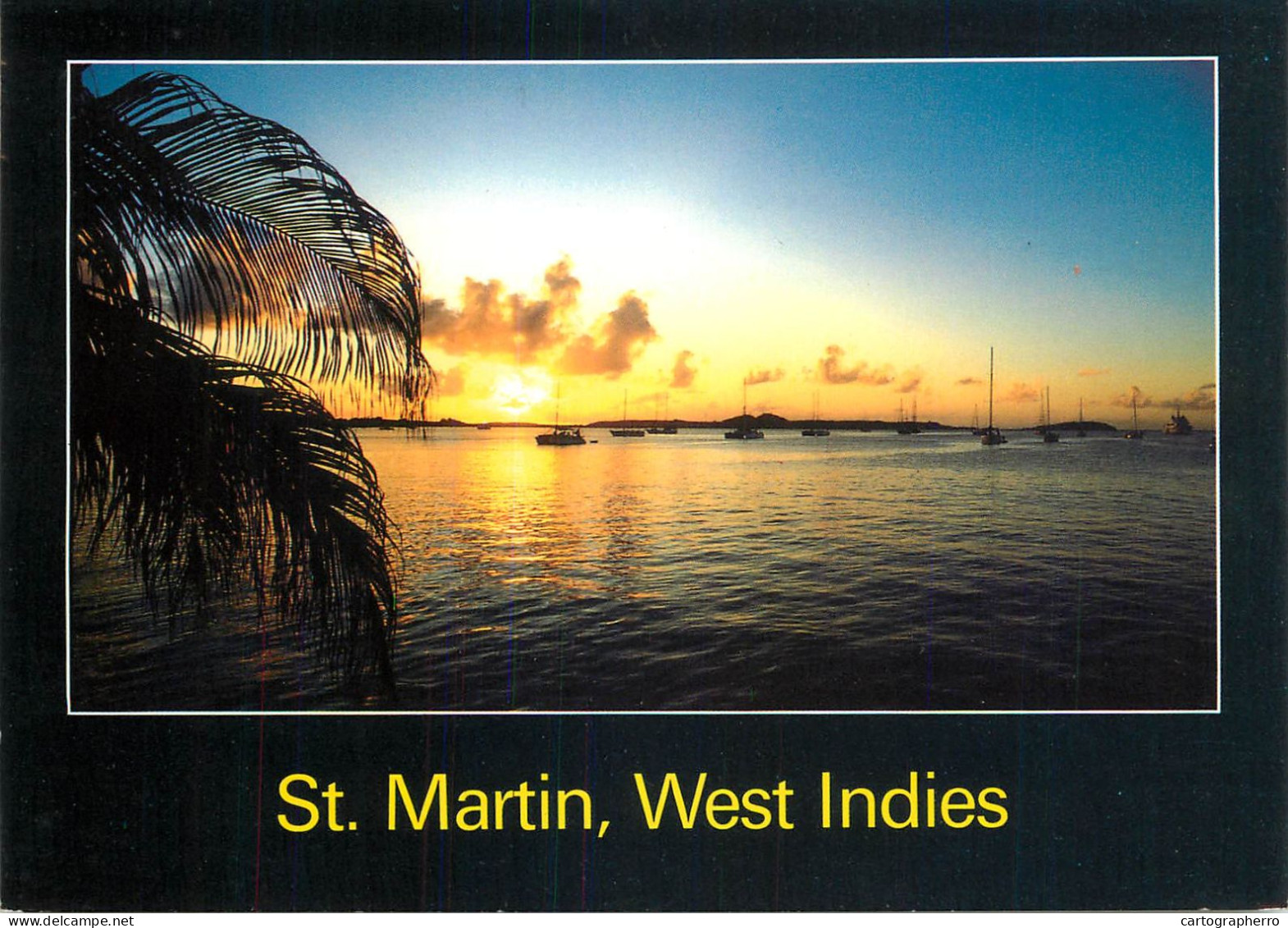 Navigation Sailing Vessels & Boats Themed Postcard St. Martin West Indies Sunset - Segelboote