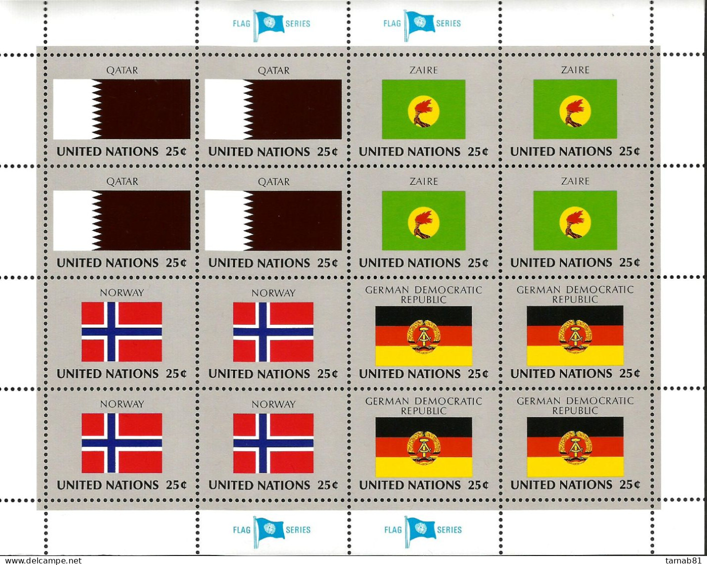 Flaggen Flags Drapeaux ONU Feuillets1980 à 1989  Nations Unies Bureau de New York Neufs **