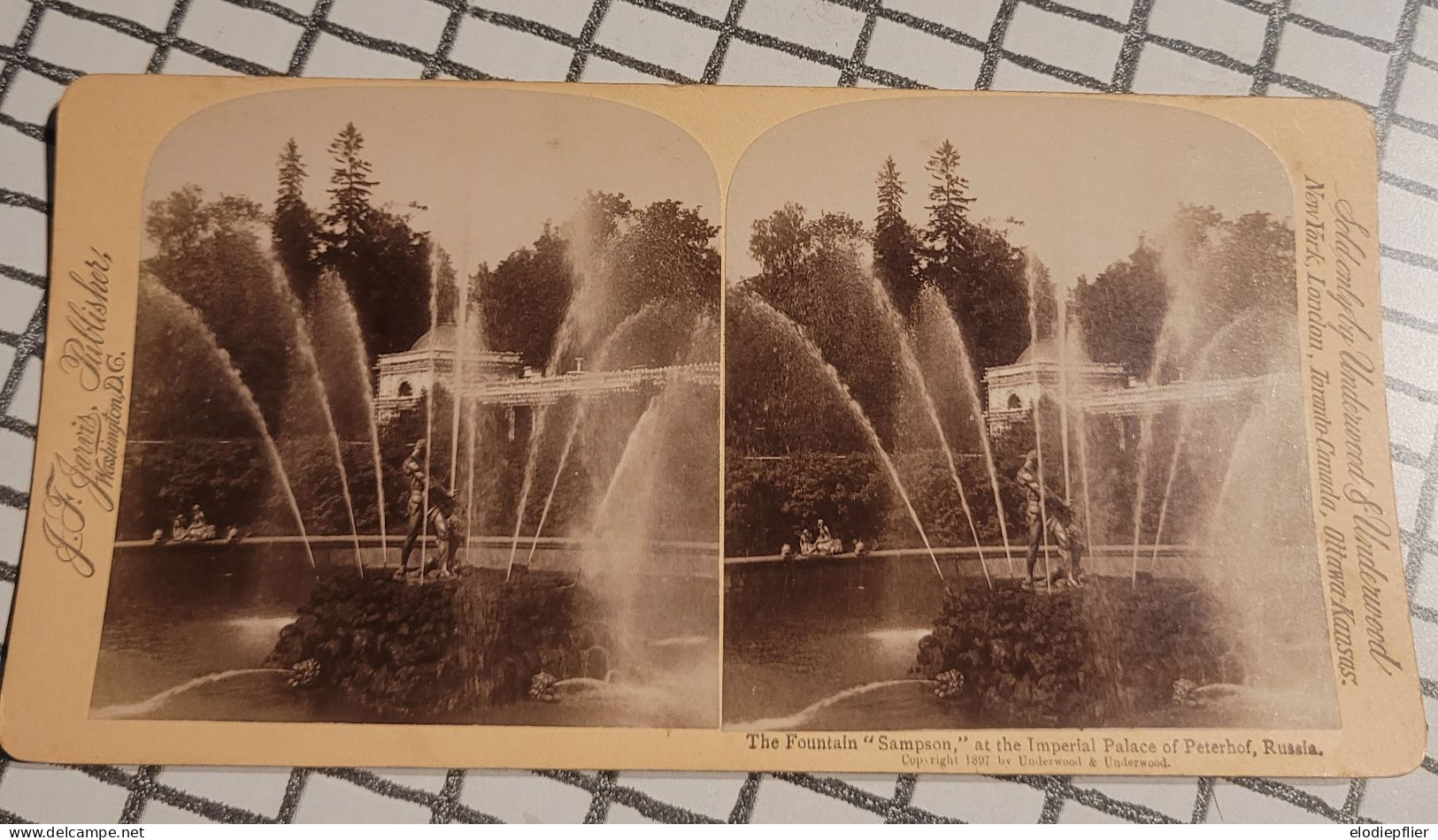 La Fontaine Sampson Au Palais Imperial De Peterhof, Russie. Underwood Stéréo - Visores Estereoscópicos