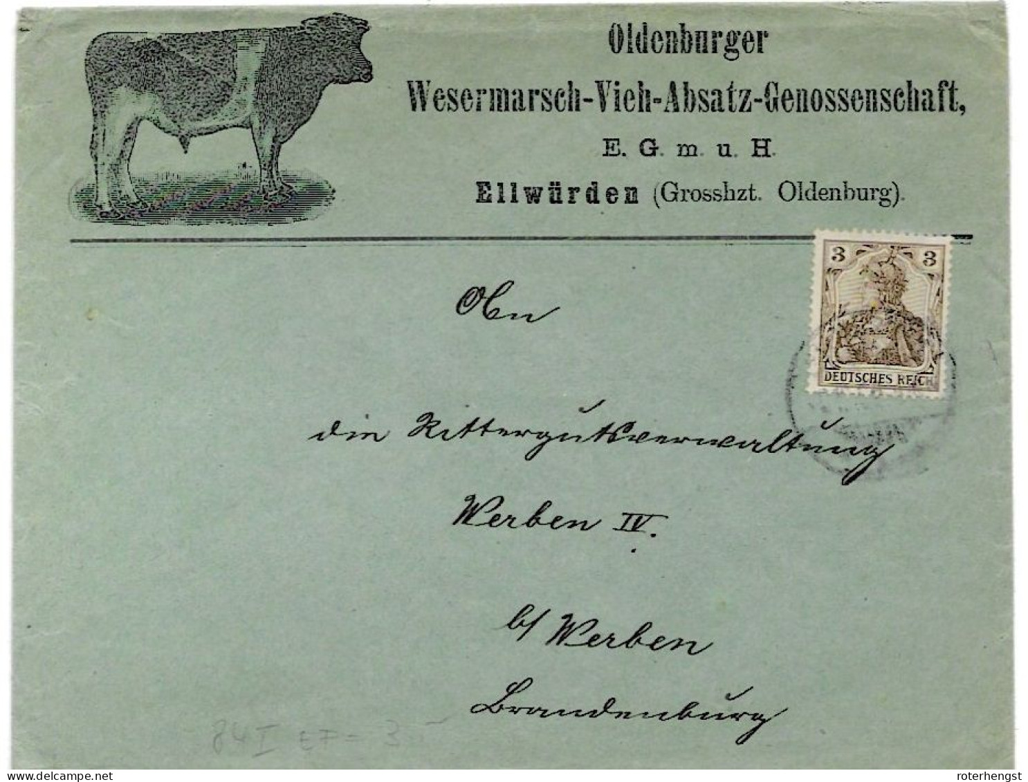 Nice Advertising Letter With Cow From Ellwuerden - Cartas & Documentos