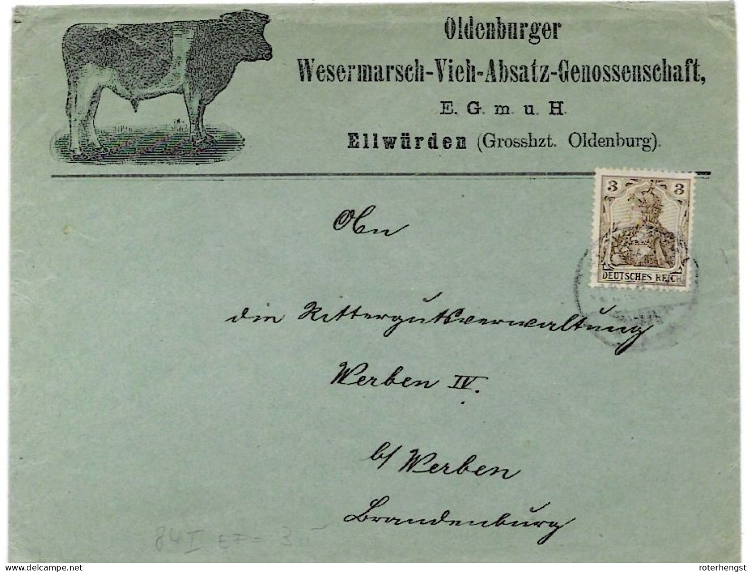 Nice Advertising Letter With Cow From Ellwuerden - Briefe U. Dokumente