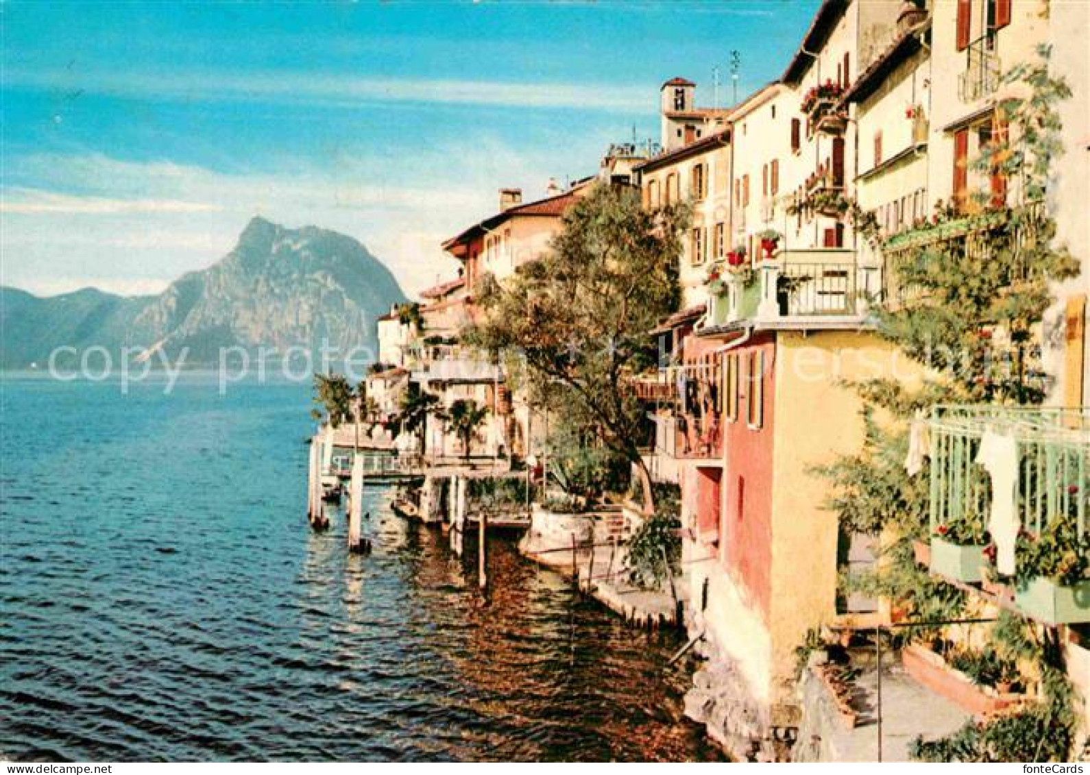 12845032 Gandria Lago Di Lugano Lago Di Lugano E San Salvatore Haeuserpartie Am  - Sonstige & Ohne Zuordnung