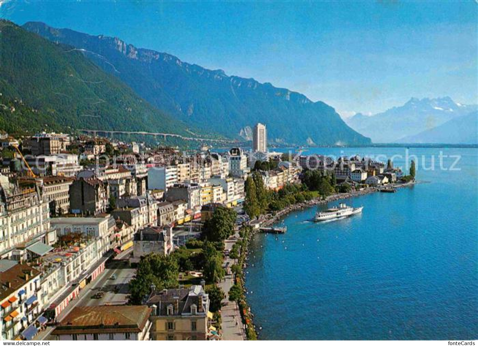 12844423 Montreux VD Vue Partielle Lac Leman Et Les Dents Du Midi Montreux - Otros & Sin Clasificación