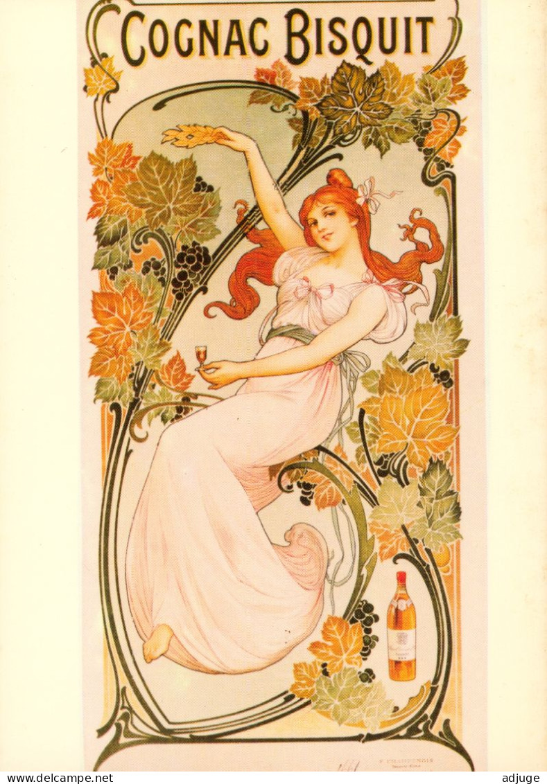 CPM-Affiche Publicité Cognac Bisquit - Art Nouveau Style Mucha** Imp. Champenois*TBE - Werbepostkarten