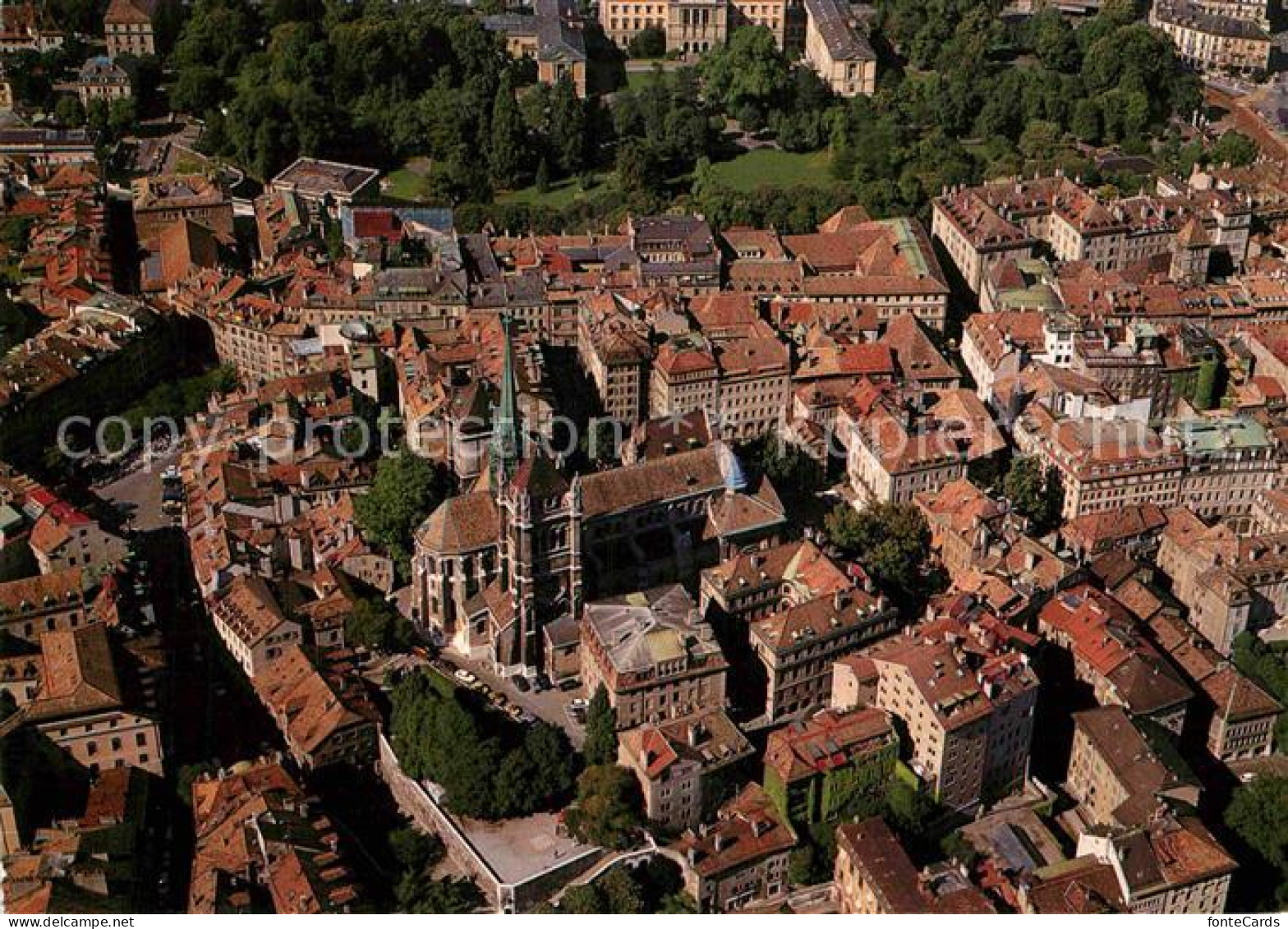 12842381 Geneve GE Vue Aerienne Vieille-Ville Cathedrale Parc Des Bastions Unive - Autres & Non Classés