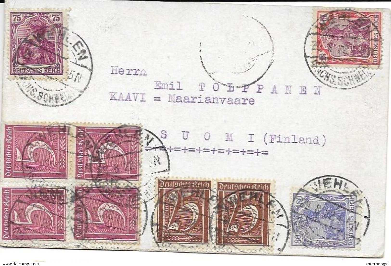 Infla Card Wehlen To Finland 29.08.1922 Von Max Henke (Briefmarken En Gros) - Covers & Documents