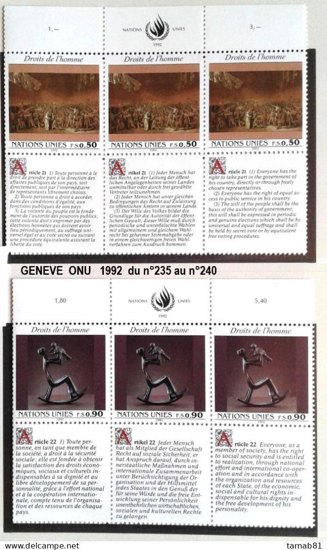 ONU Genève années complètes 1969-1979 1980 -1989 1990 1991 1992 1993 1994 1995 1996 1997 1998 1999 2000