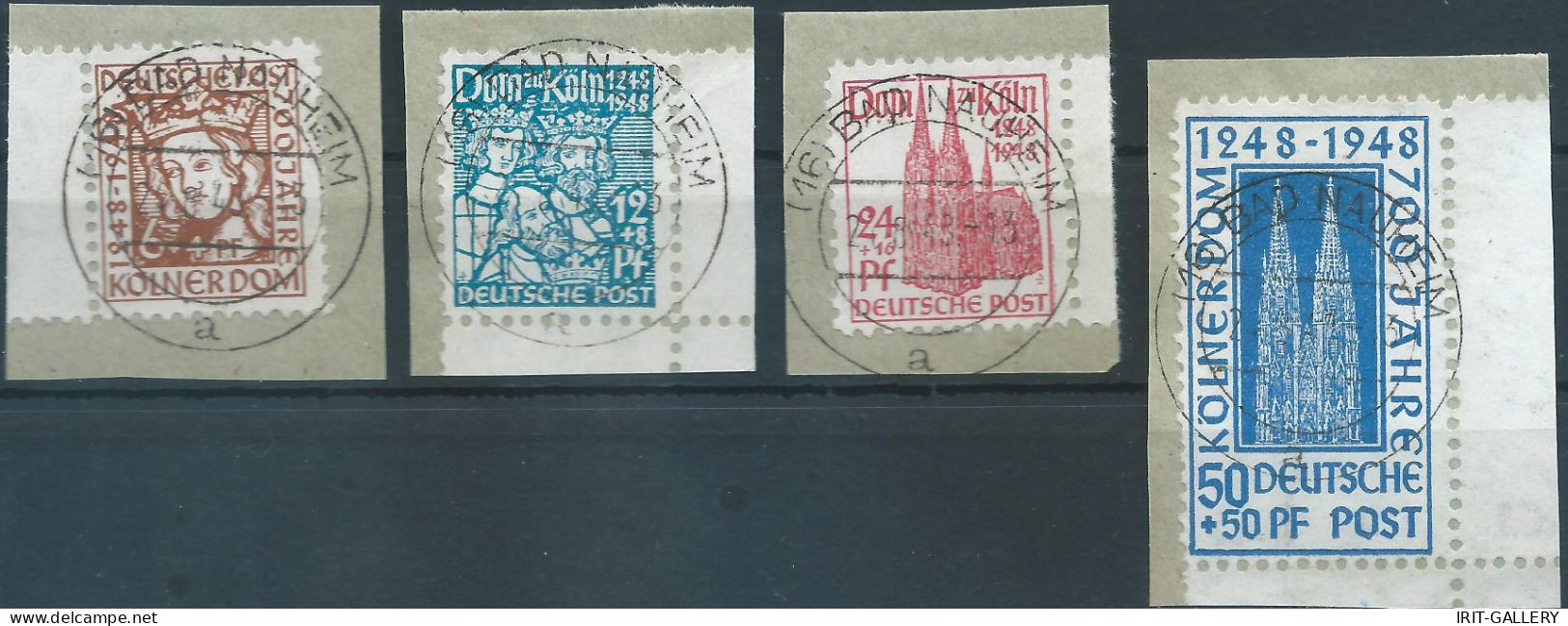 Germany-Deutschland,Anglo-American Zone,1948 The 700th Anniversary Of Cologne Cathedral,Canceled On Scraps Of Paper - Afgestempeld