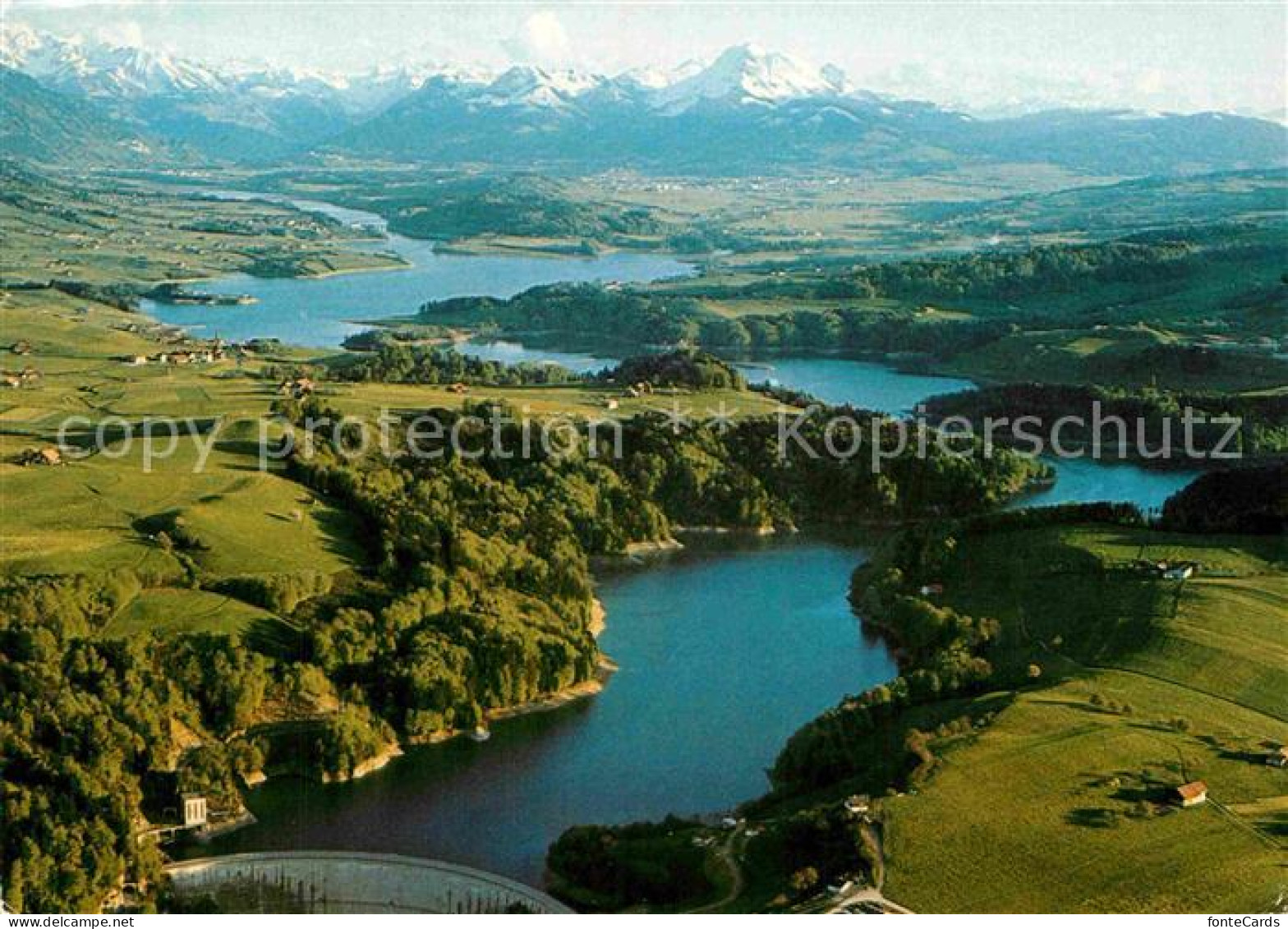 12831852 Greyerz Greyerzer See Und Moleson Alpenpanorama Fliegeraufnahme Gruyere - Autres & Non Classés