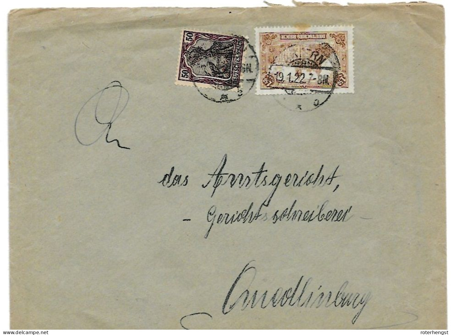 1922 Letter Artern To Quedlingburg With Michel 114 And 91 II - Lettres & Documents