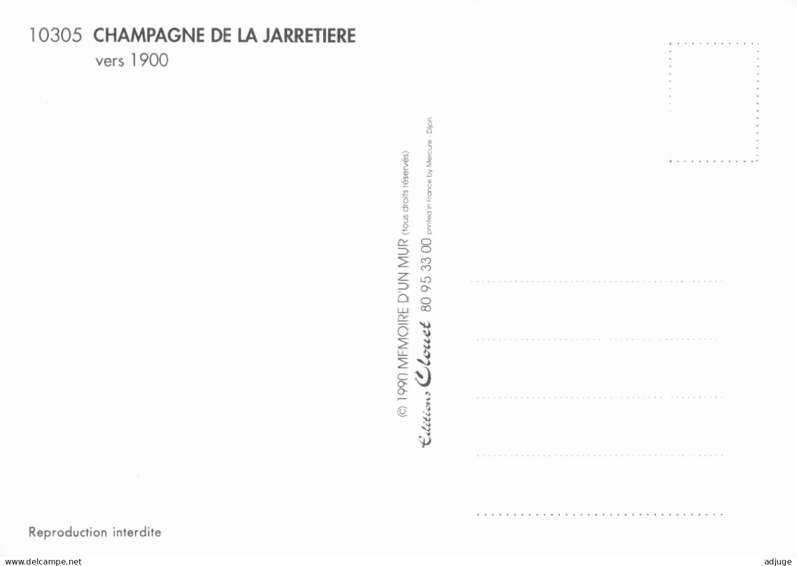 CPM-Affiche Publicité Champagne De La Jarretière - Couple Style Belle Époque*Imp. Vercasson*TBE - Publicité