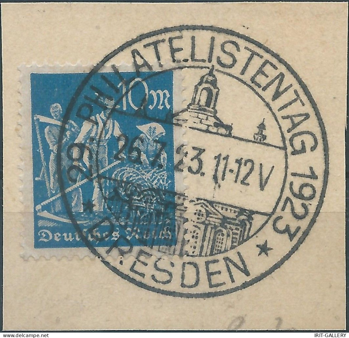 Germany-Deutschland,German Empire 1922-23 Canceled On Scraps Of Paper 10Mk. Bluish Green - Oblitérés