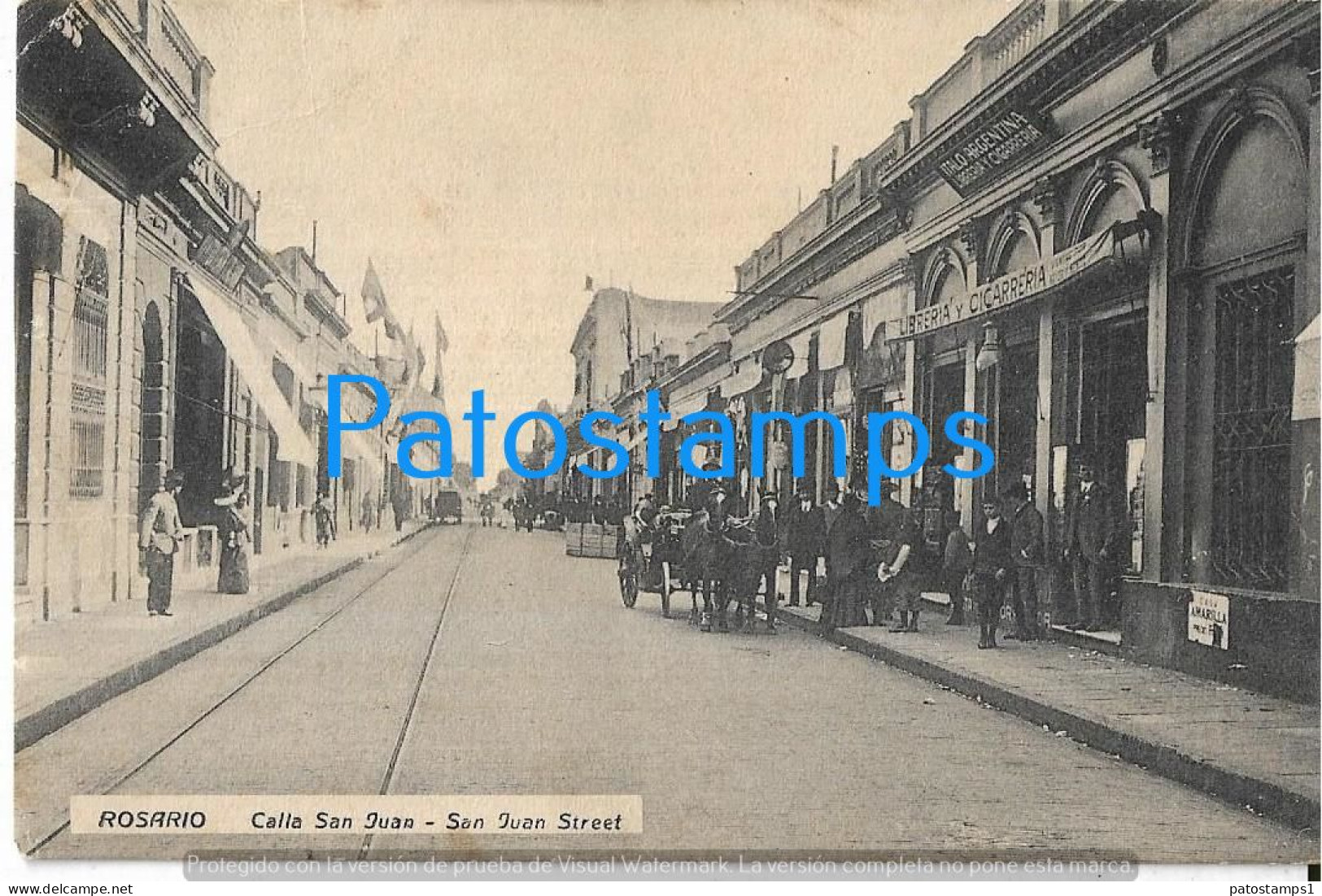 227776 ARGENTINA ROSARIO STREET CALLE SAN JUAN & RAILROAD POSTAL POSTCARD - Argentina