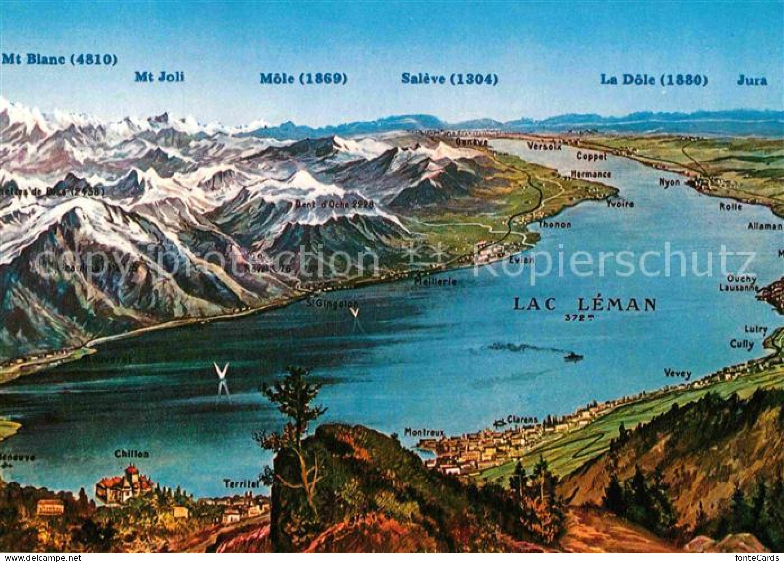 12820461 Genfersee Lac Leman Panorama Mit Alpen Genfersee Lac Leman - Sonstige & Ohne Zuordnung