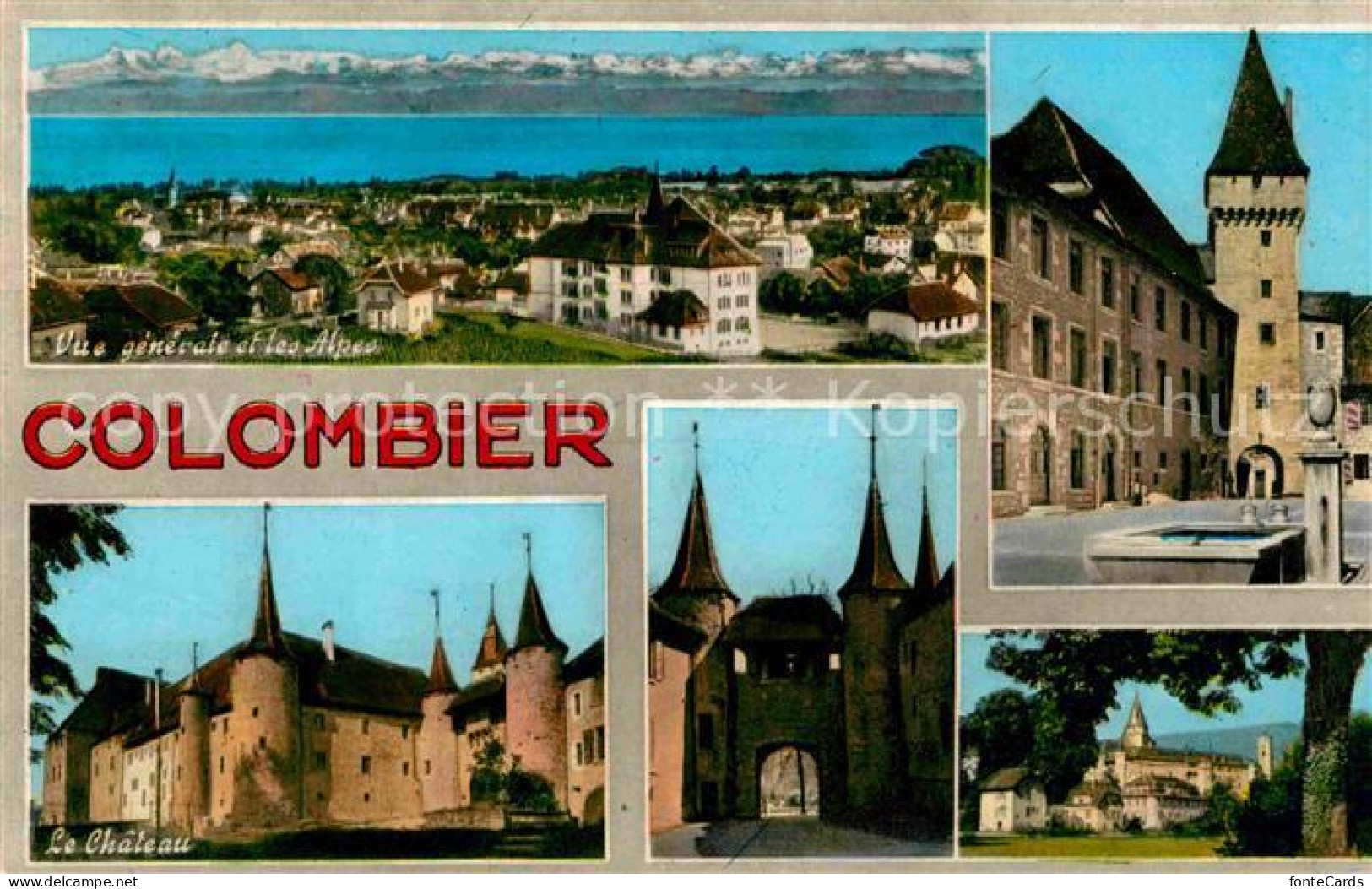 12818504 Colombier NE Vue Generale Et Les Alpes Chateau Colombier NE - Autres & Non Classés