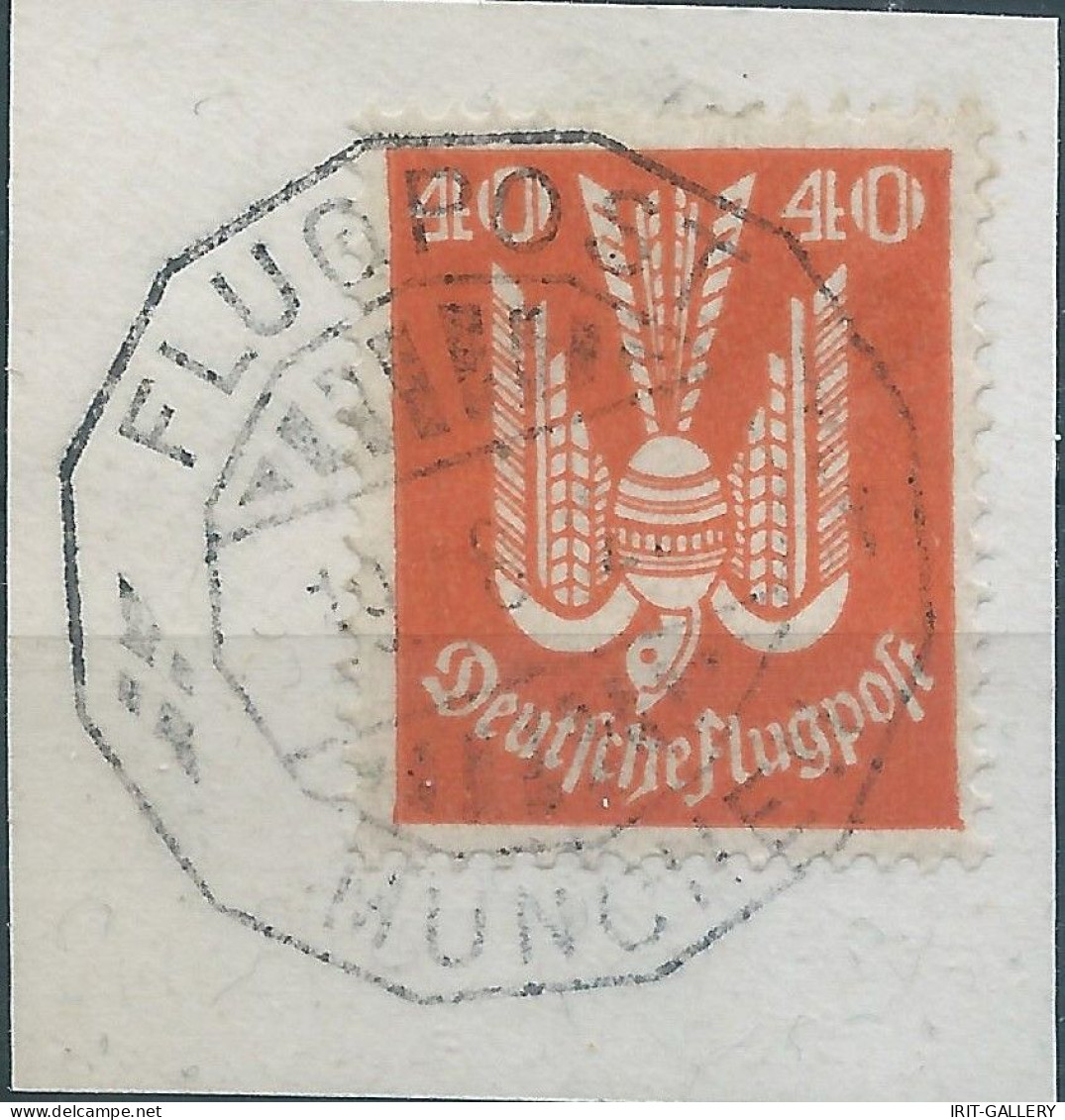 Germany-Deutschland, 1922 -1923 Airmail,40Pfg. Orange,Canceled On Scraps Of Paper - Used Stamps