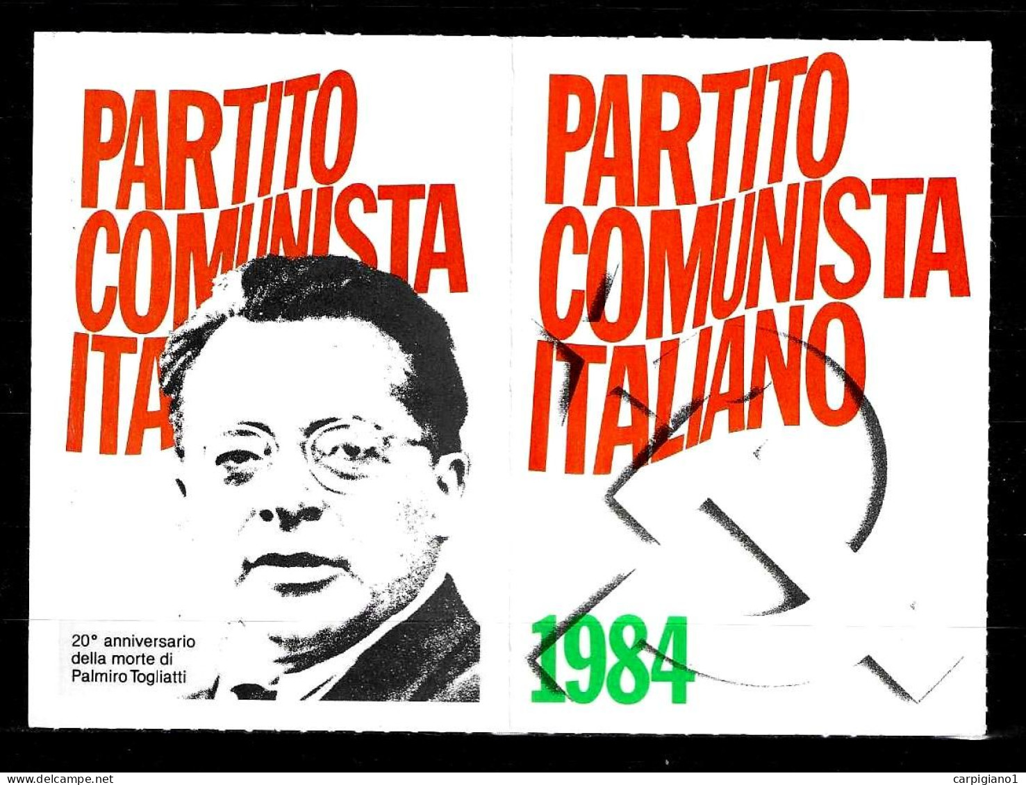 1984 Tessera PCI Partito Comunista Italiano Con Timbri E Bollino - 20° Morte Di Palmiro Togliatti - Historical Documents
