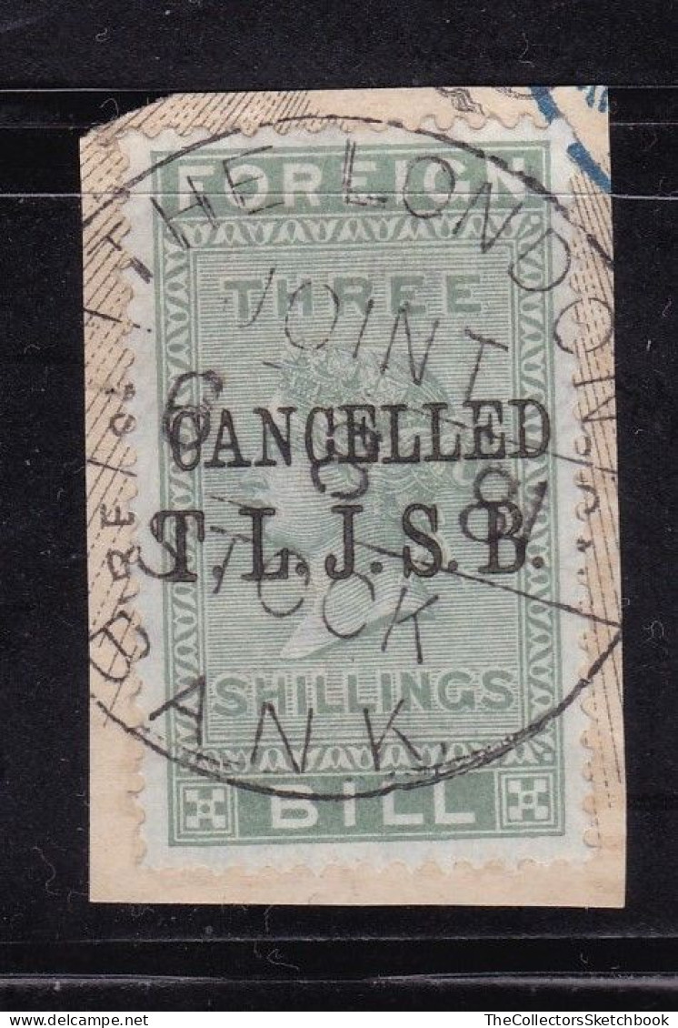 GB  QV  Fiscals / Revenues Foreign Bill  3/- Green With Company Overprint, Good Used On A Piece - Steuermarken