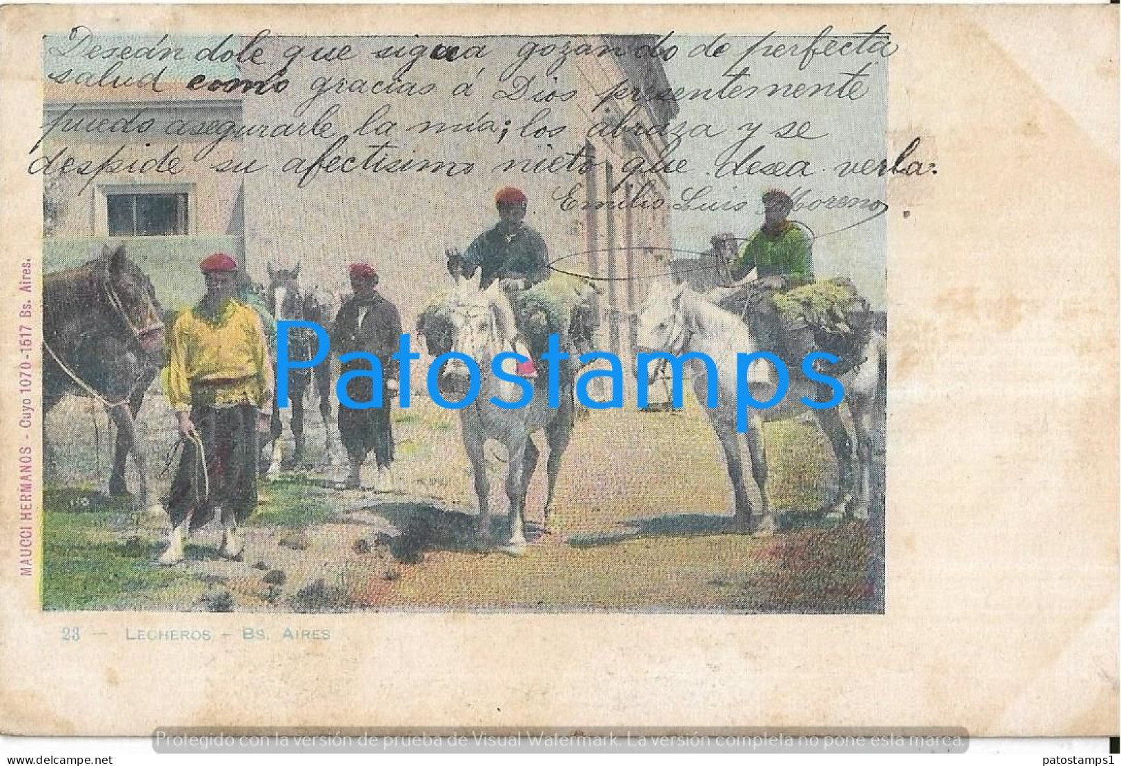 227788 ARGENTINA BUENOS AIRES COSTUMES LECHEROS MILKMAN SPOTTED POSTAL POSTCARD - Argentinien