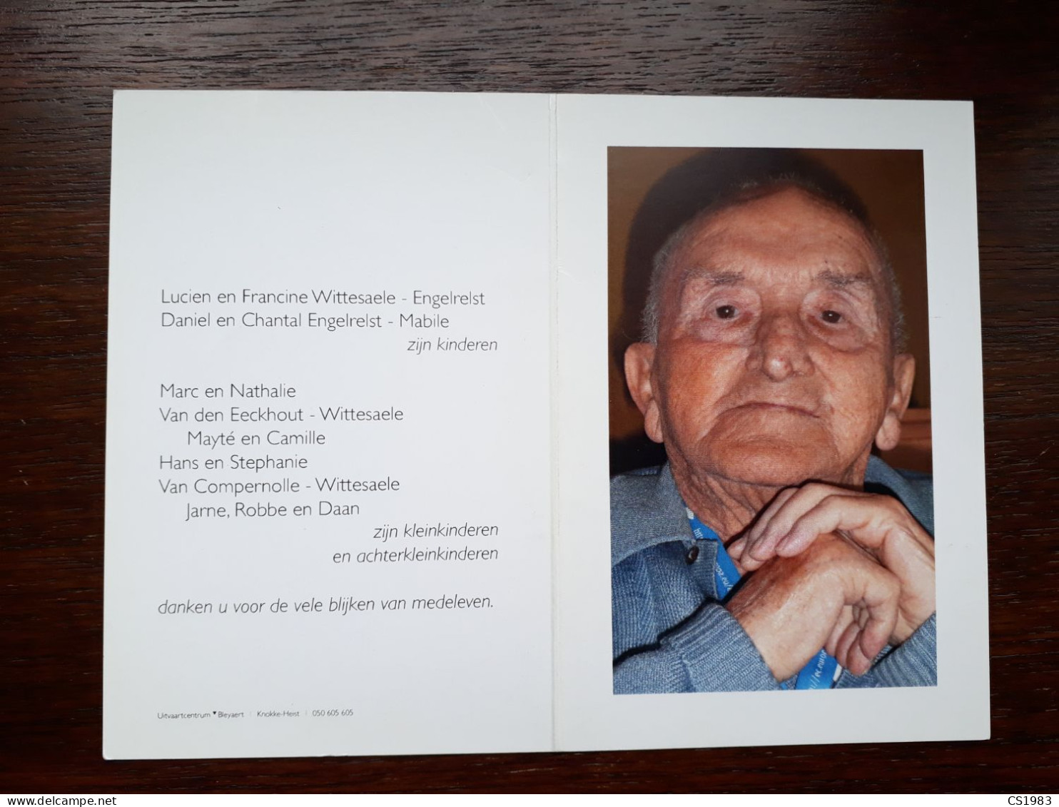 Albert Engelrelst ° Heist-aan-Zee 1915 + 2017 X De Groote (Fam: Wittesaele-Mabile-van Den Eeckhout-Van Compernolle) - Décès